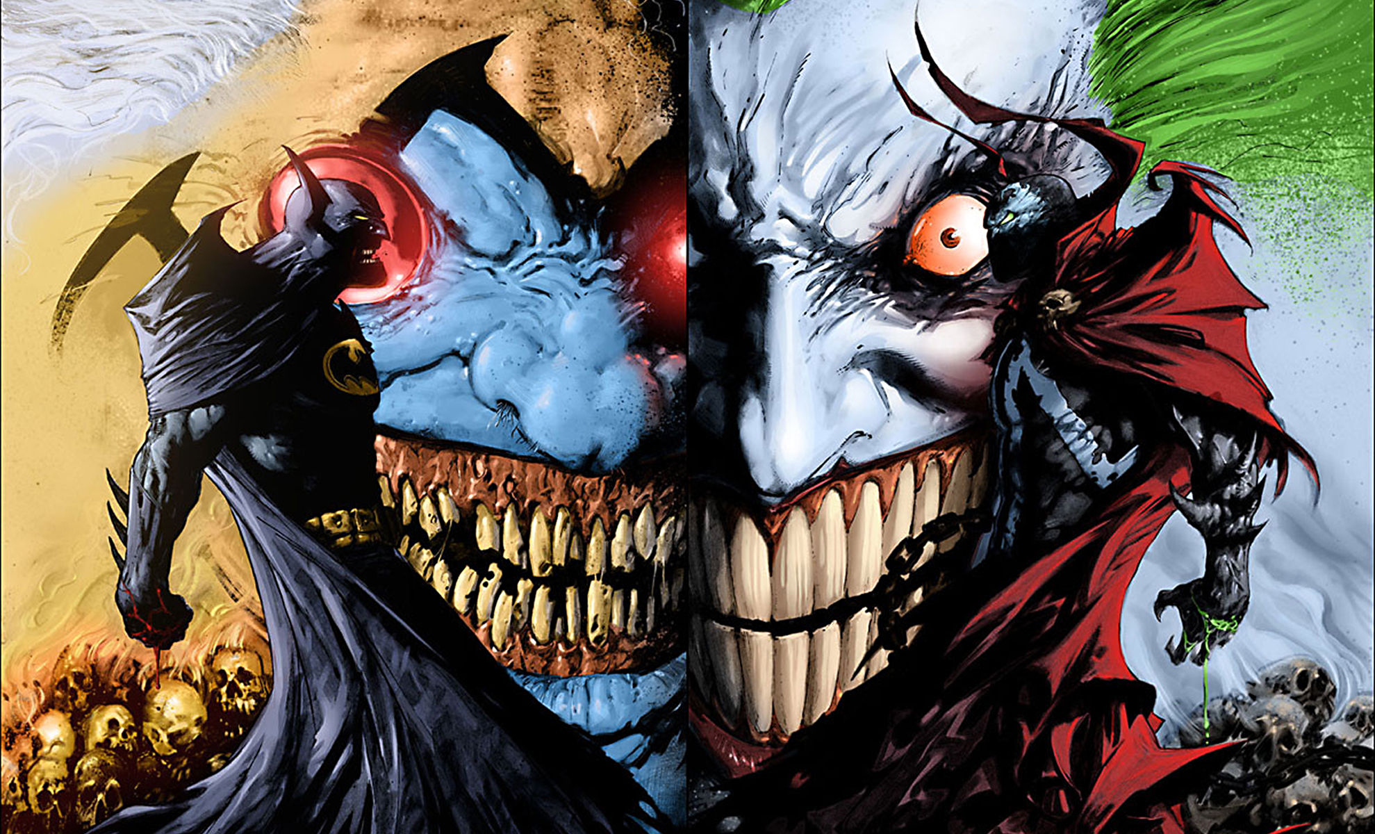 Batman, Spawn, DC Comics, The Joker, Todd McFarlane, Violator Wallpaper / WallpaperJam.com