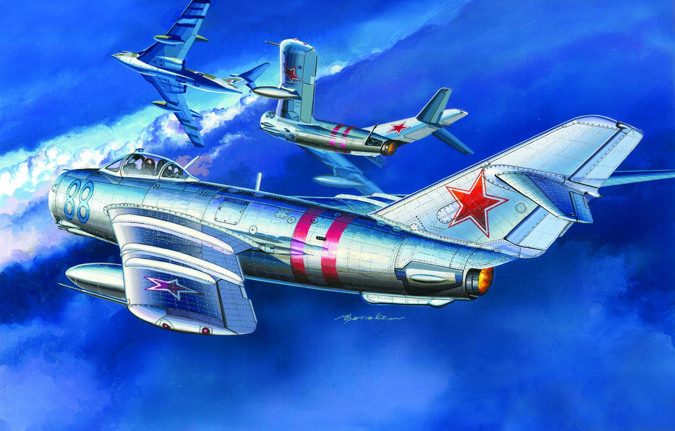 Wallpaper THE SOVIET AIR FORCE, OKB Mikoyan And Gurevich, The MiG 17, Fresco, Soviet Jet Fighter Image For Desktop, Section авиация