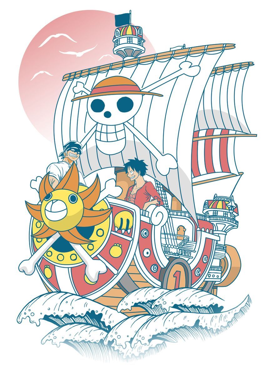 Thousand Sunny One Piece' Poster by Rahul Sajwan. Displate. One piece tattoos, One piece drawing, Day of the shirt