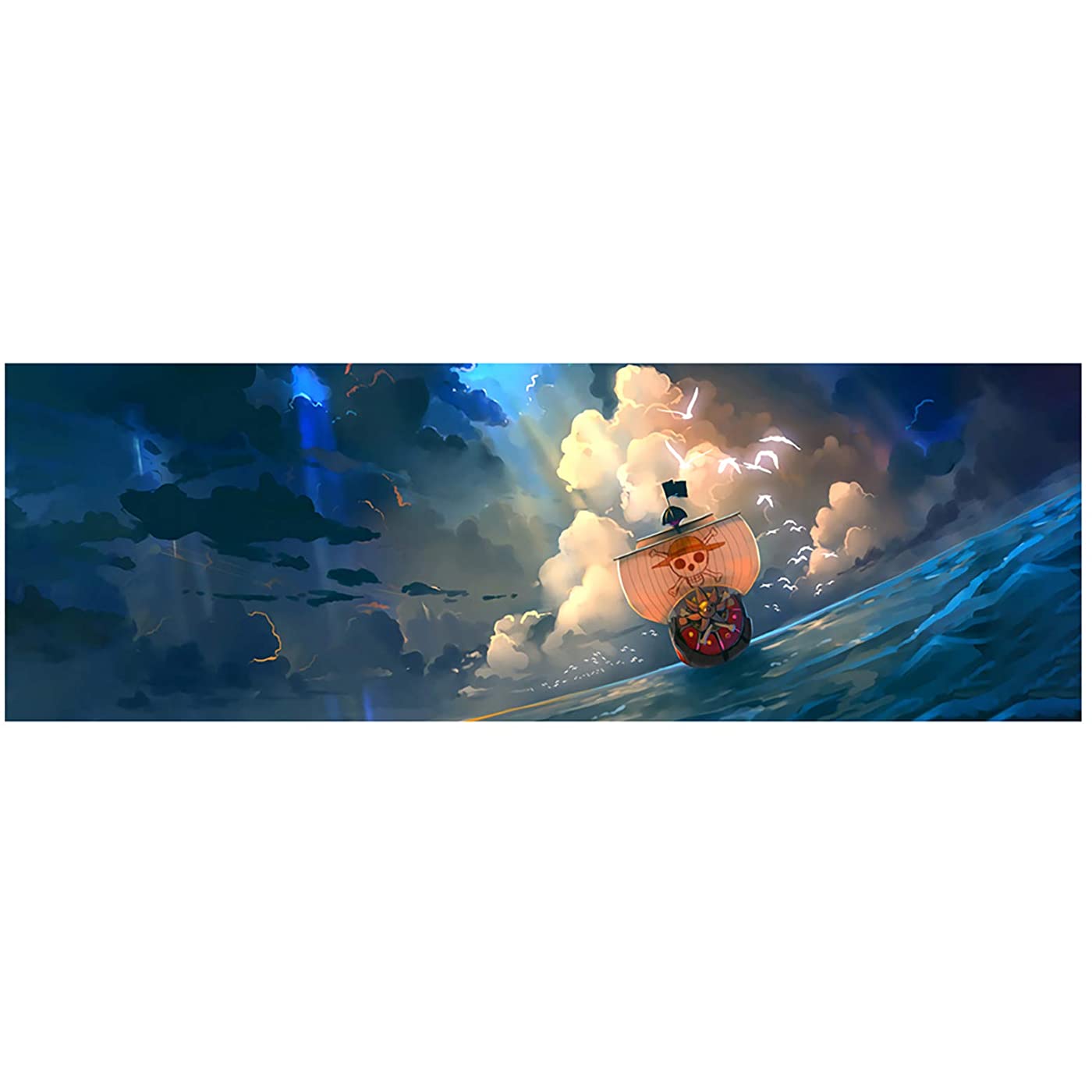 $11 Mo Anime One Piece Poster Thousand Sunny Print On Canvas The Straw Hat Pirates Wall Picture For Living Room Decor Wall Art (Unframed, 24x72inch)