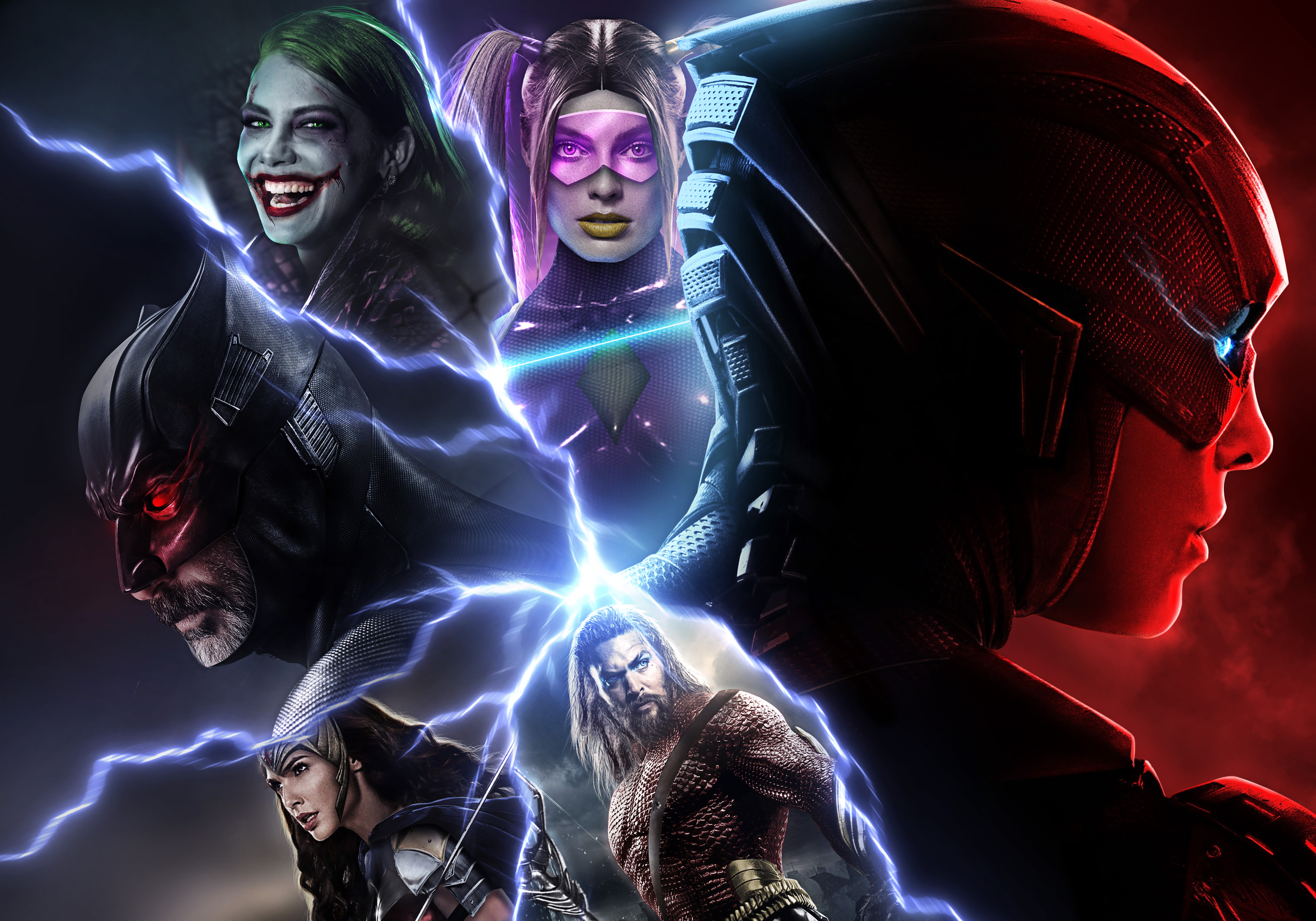 Flashpoint Wallpaper 4K, Joker, Harley Quinn, Batman, The Flash, Aquaman, Movies