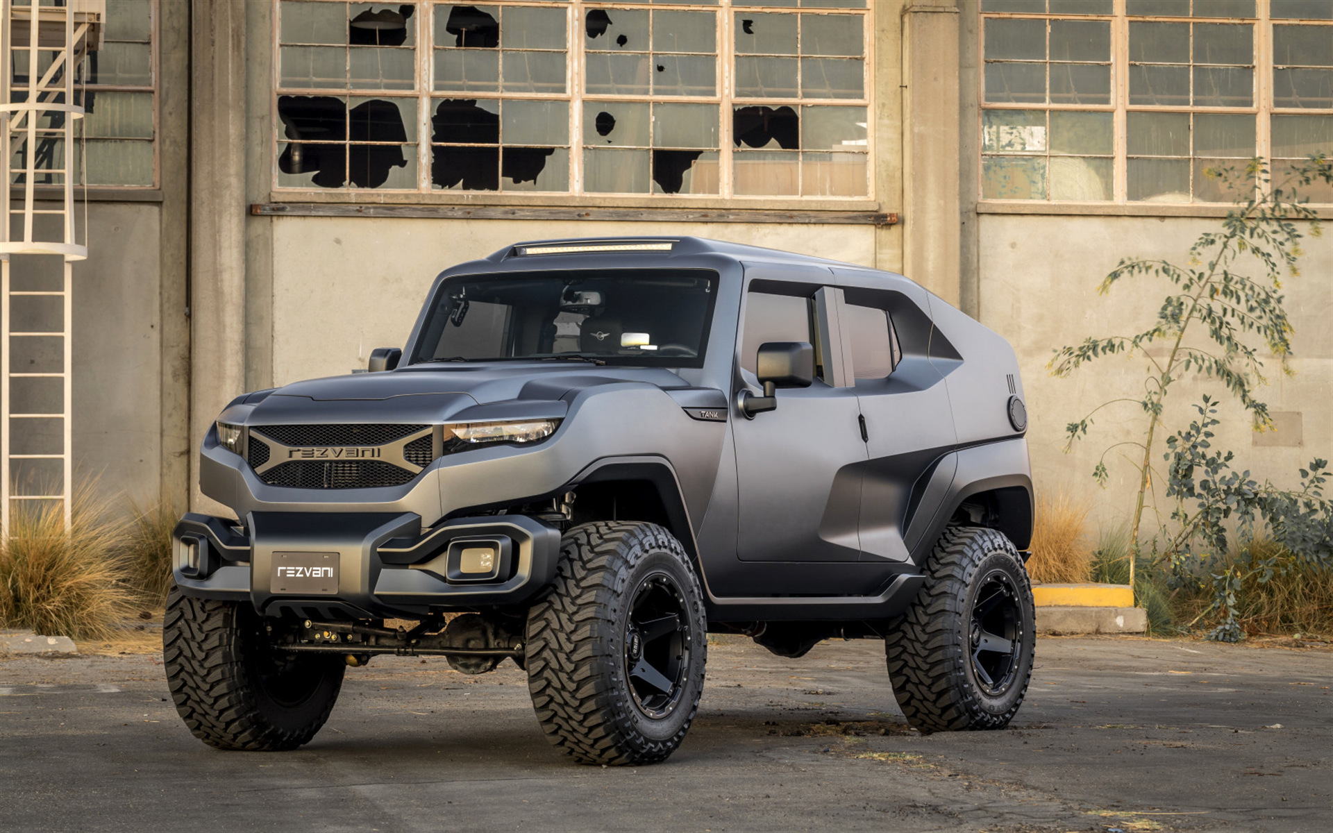 Download wallpaper Rezvani Tank V6, 2018, SUV, gray matt, armored car, TANK for desktop with resolution 1920x1200. High Quality HD picture wallpaper