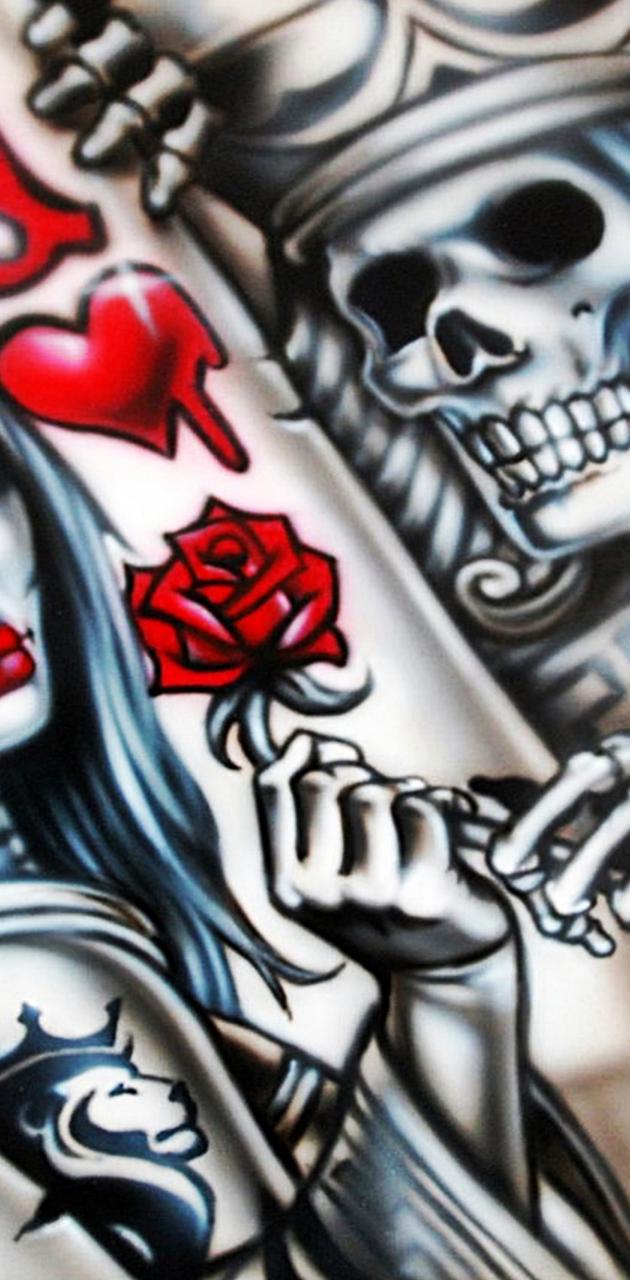 Skull love wallpaper