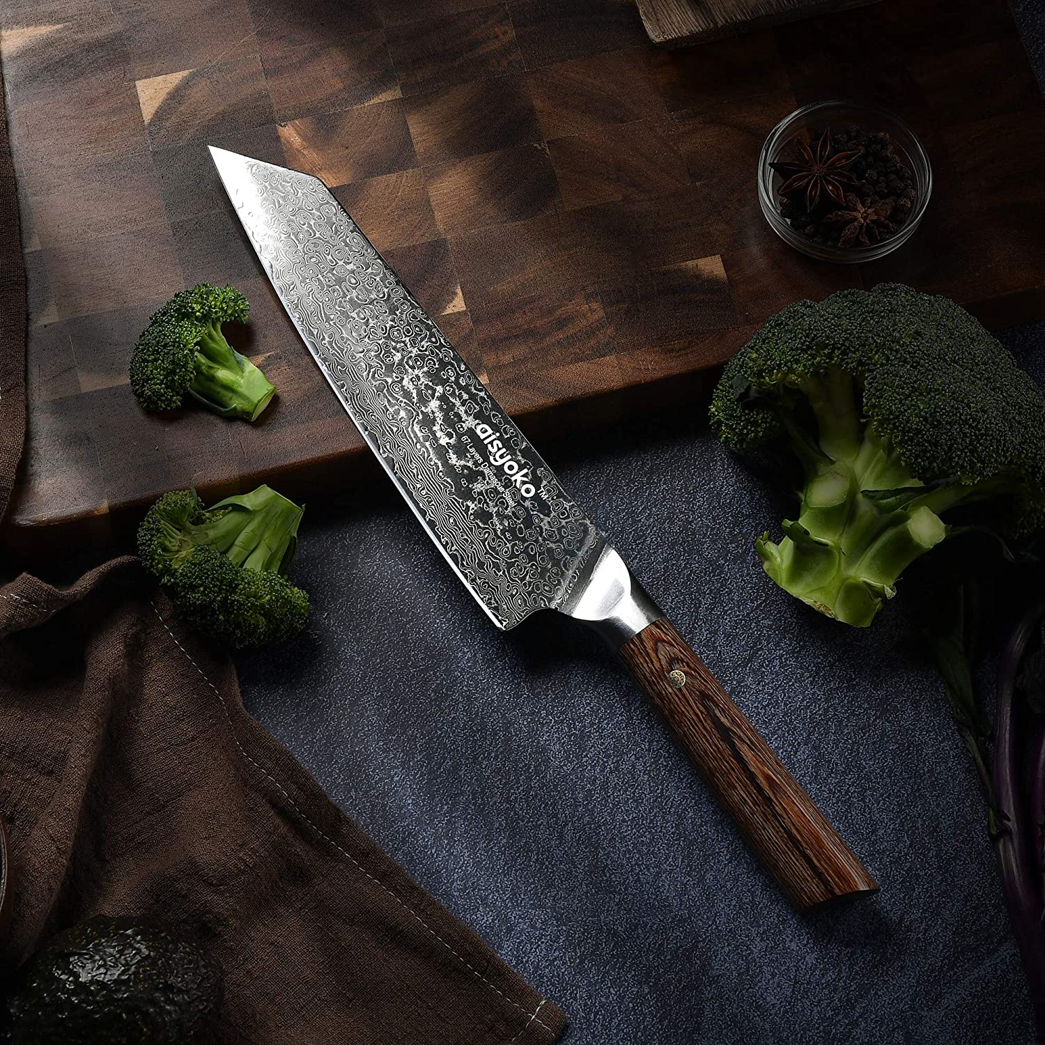 Buy Aisyoko Chef Knife 8 Inch Damascus Japan VG 10 Super Stainless Steel Professional High Carbon Super Sharp Kitchen Cooking Knife, Ergonomic Color Wooden Handle Luxury Gift Box Online In Turkey. B08YXRRTHV