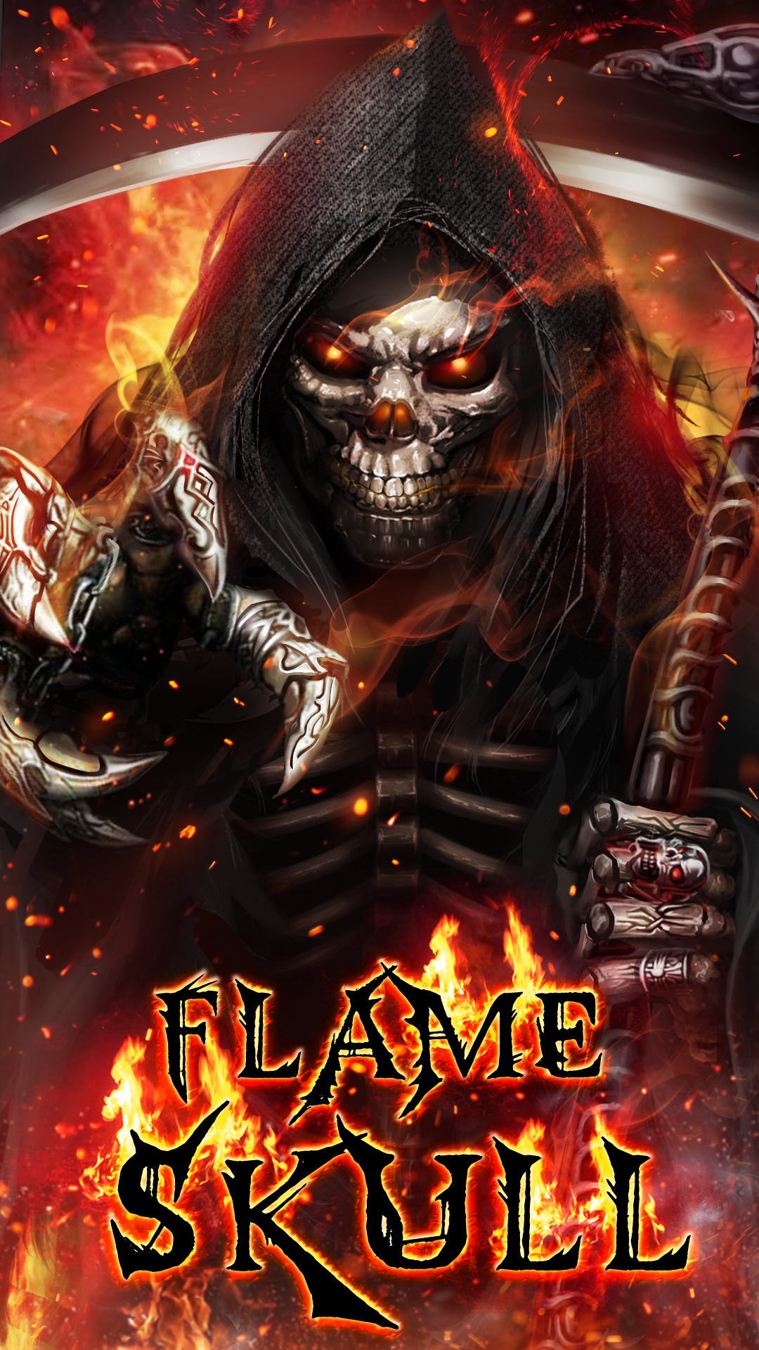 Grim Reaper Flaming Skull