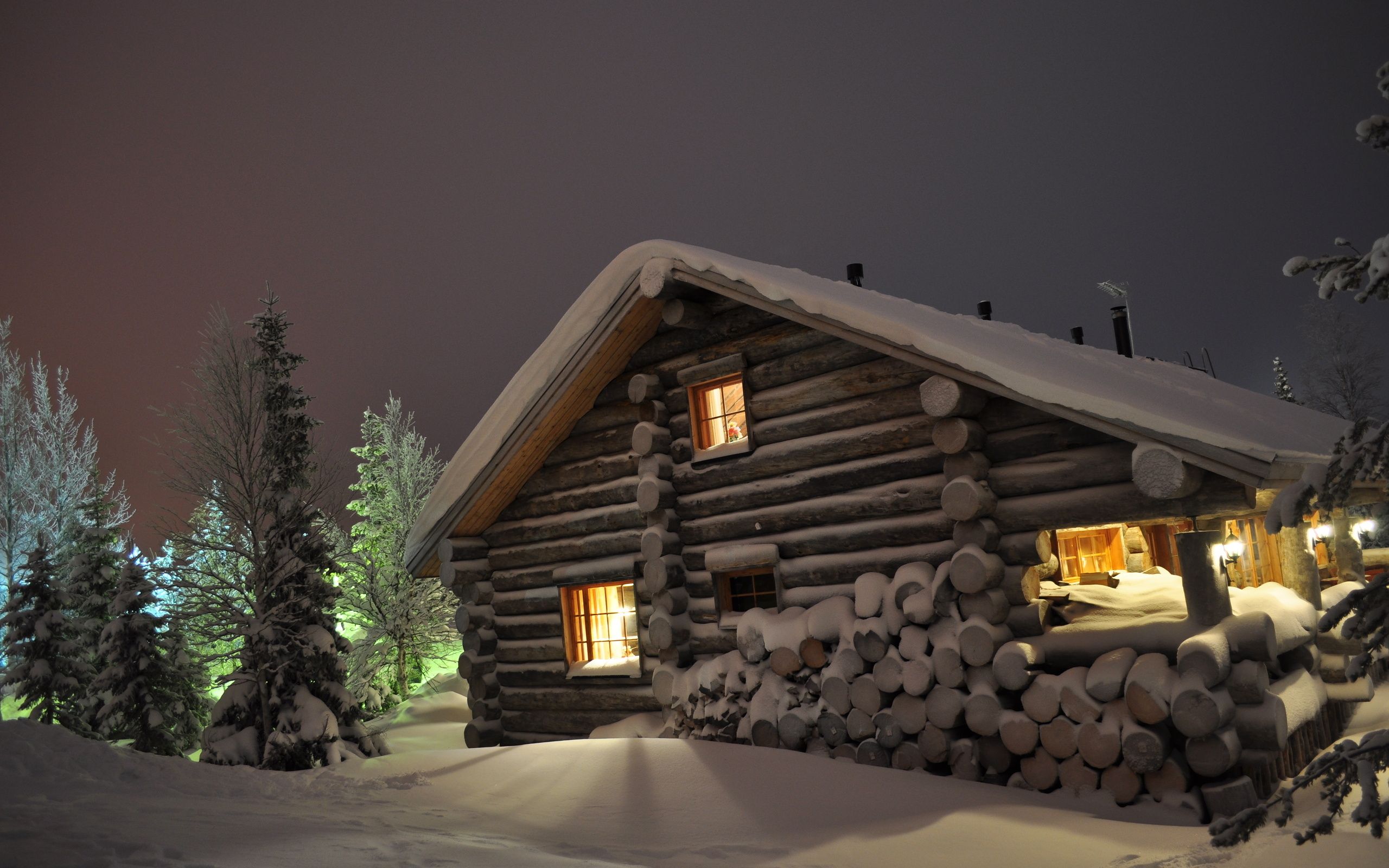 Winter House In Wood Wallpaper & Background Download