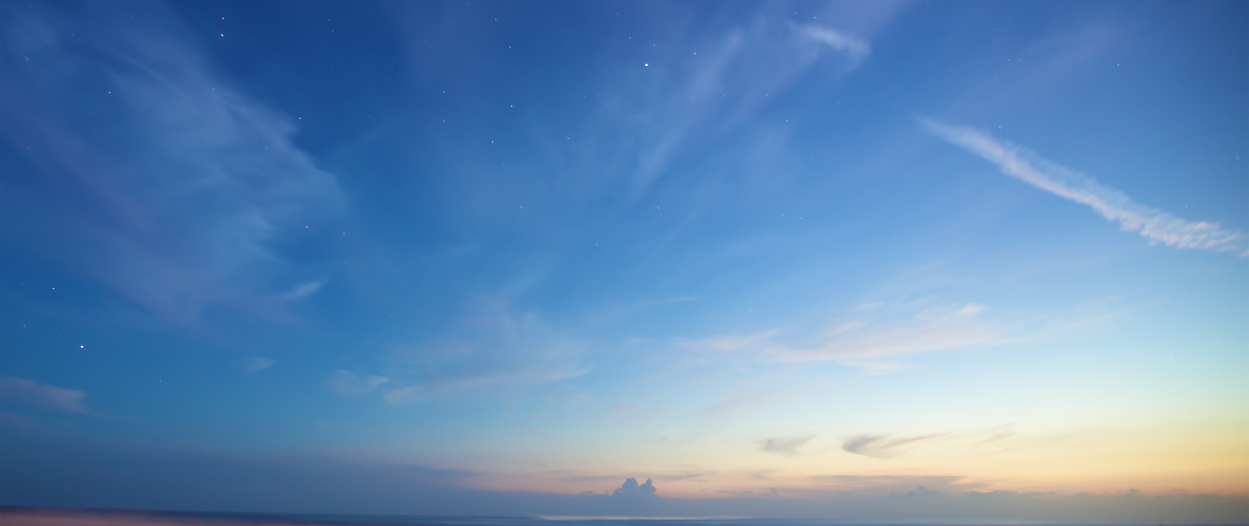 Clear sky Wallpaper 4K, Sunset, Dusk, Blue Sky, Starry sky, Horizon, Nature