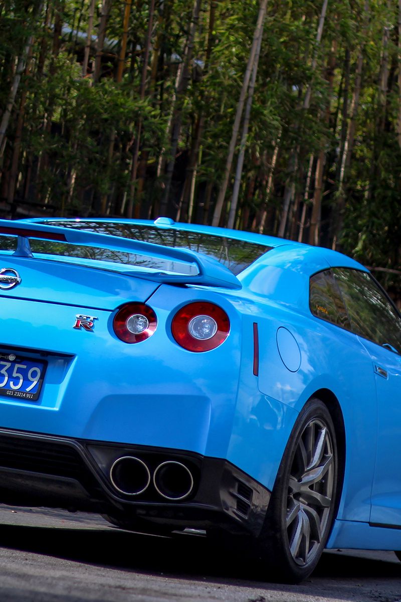 Download Wallpaper 800x1200 Nissan, Gtr, R35, Bumper, Blue, Rear View Iphone 4s 4 For Parallax HD Background