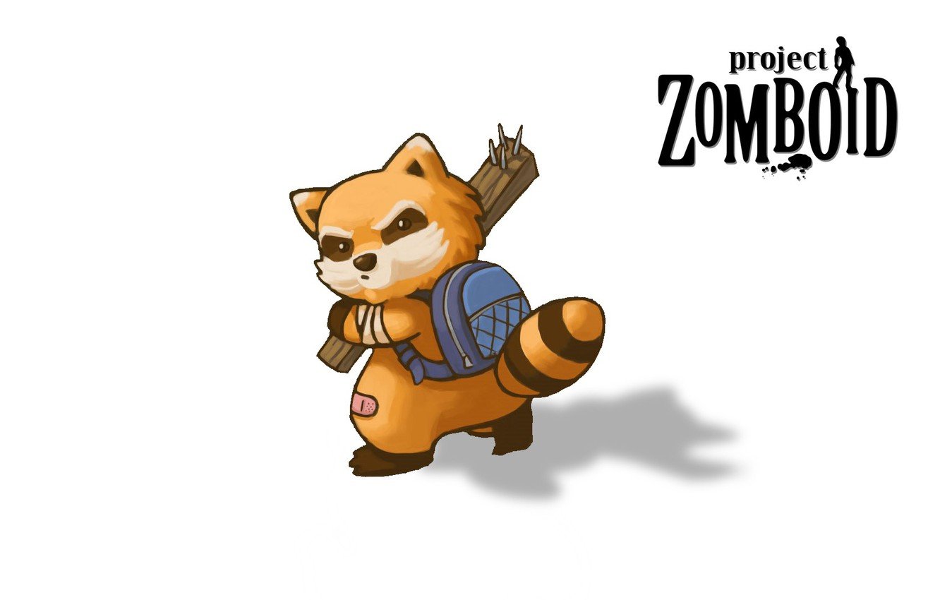 Wallpaper minimalism, raccoon, Project Zomboid, Spiffo, Spiffo image for desktop, section игры