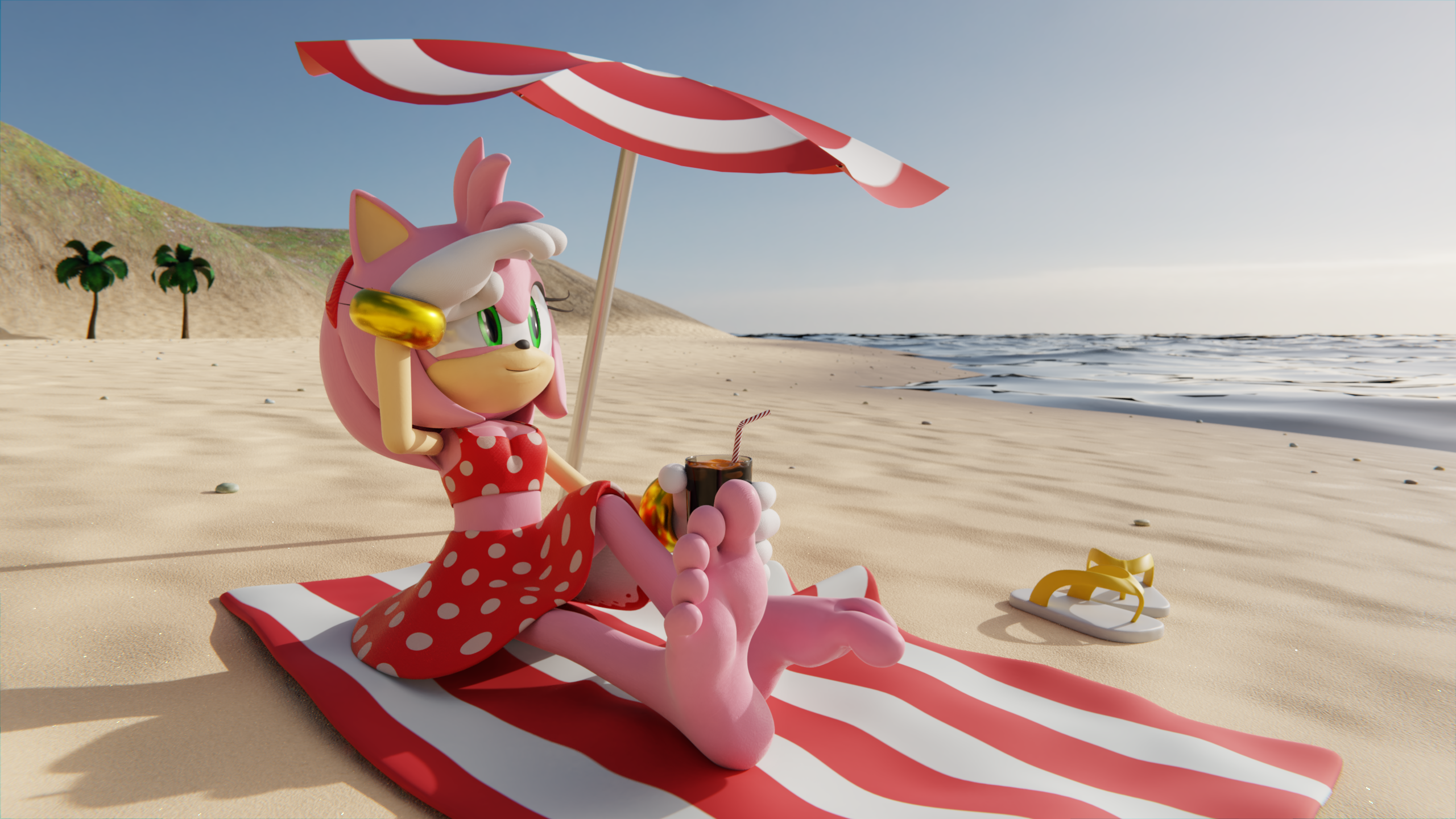 3D] Amy at the beach by FeetyMcFoot - Fur Affinity [dot] net