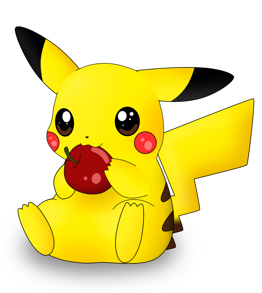 Pikachu nabbing at apple