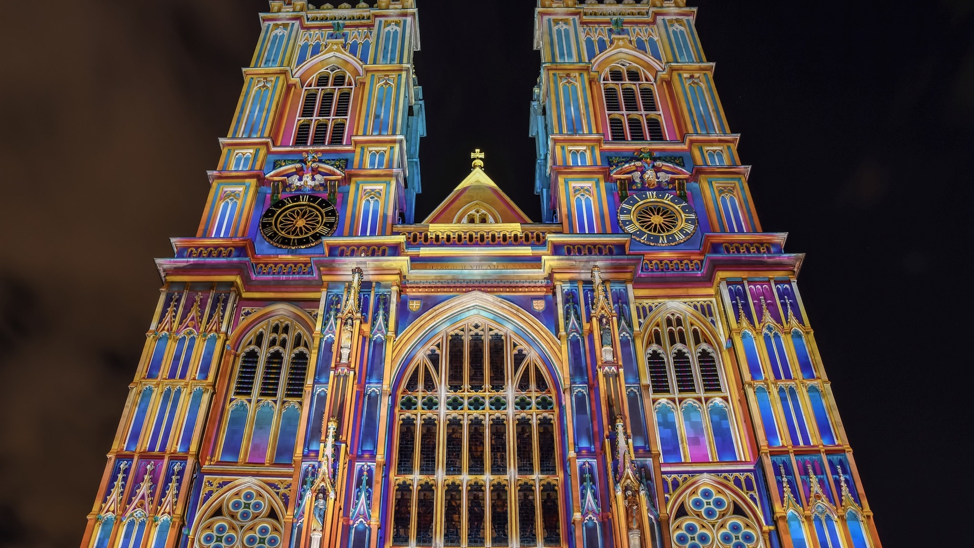 Wallpaper England, London, Westminster Abbey, colorful, night 1920x1440 HD Picture, Image