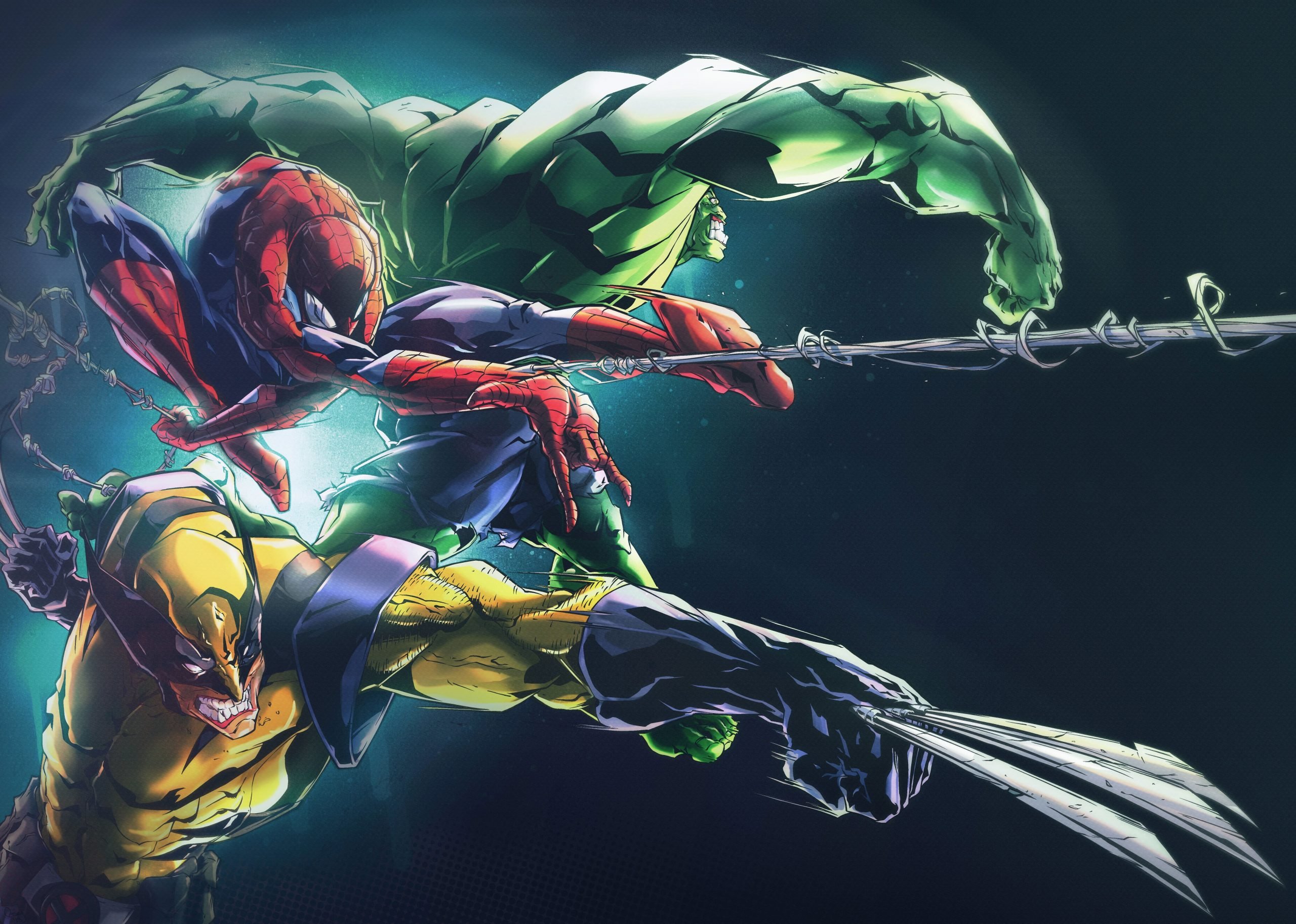 Wallpaper Marvel Hulk, Spider Man, And Wolverine Digital • Wallpaper For You