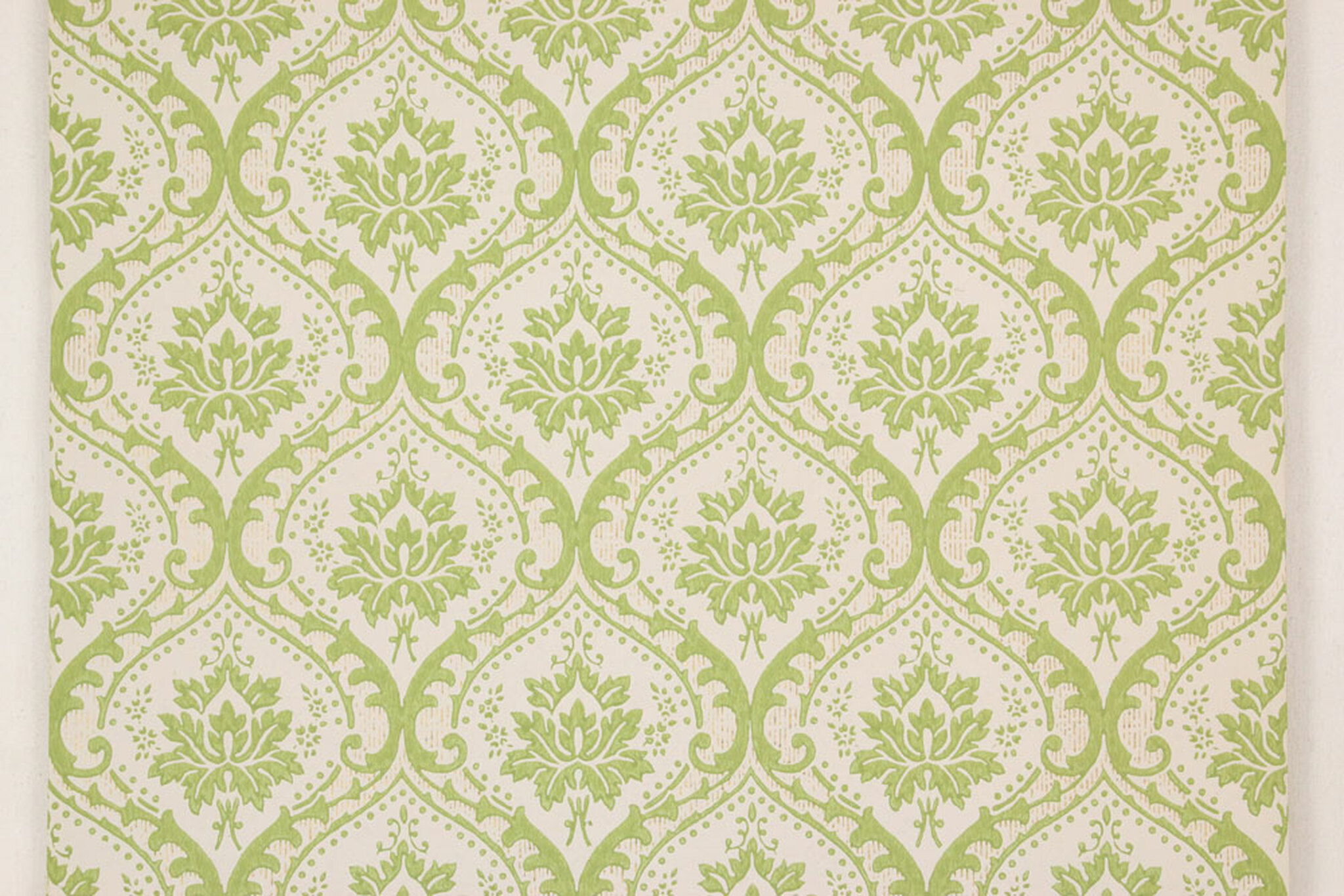 1960s Vintage Wallpaper Green Damask Gold Accents's Vintage Wallpaper