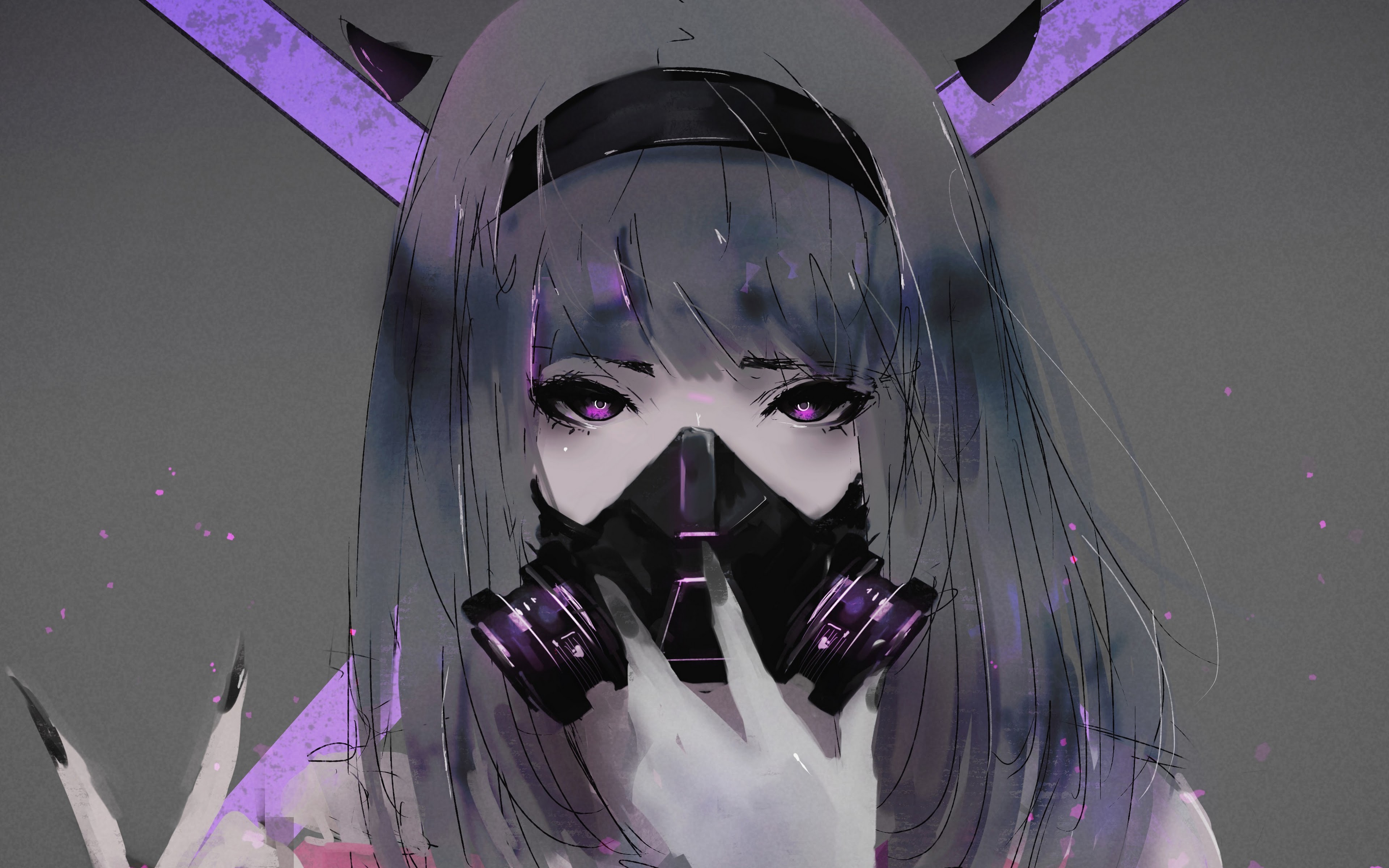 Anime Girl Gas Mask 4K Wallpaper