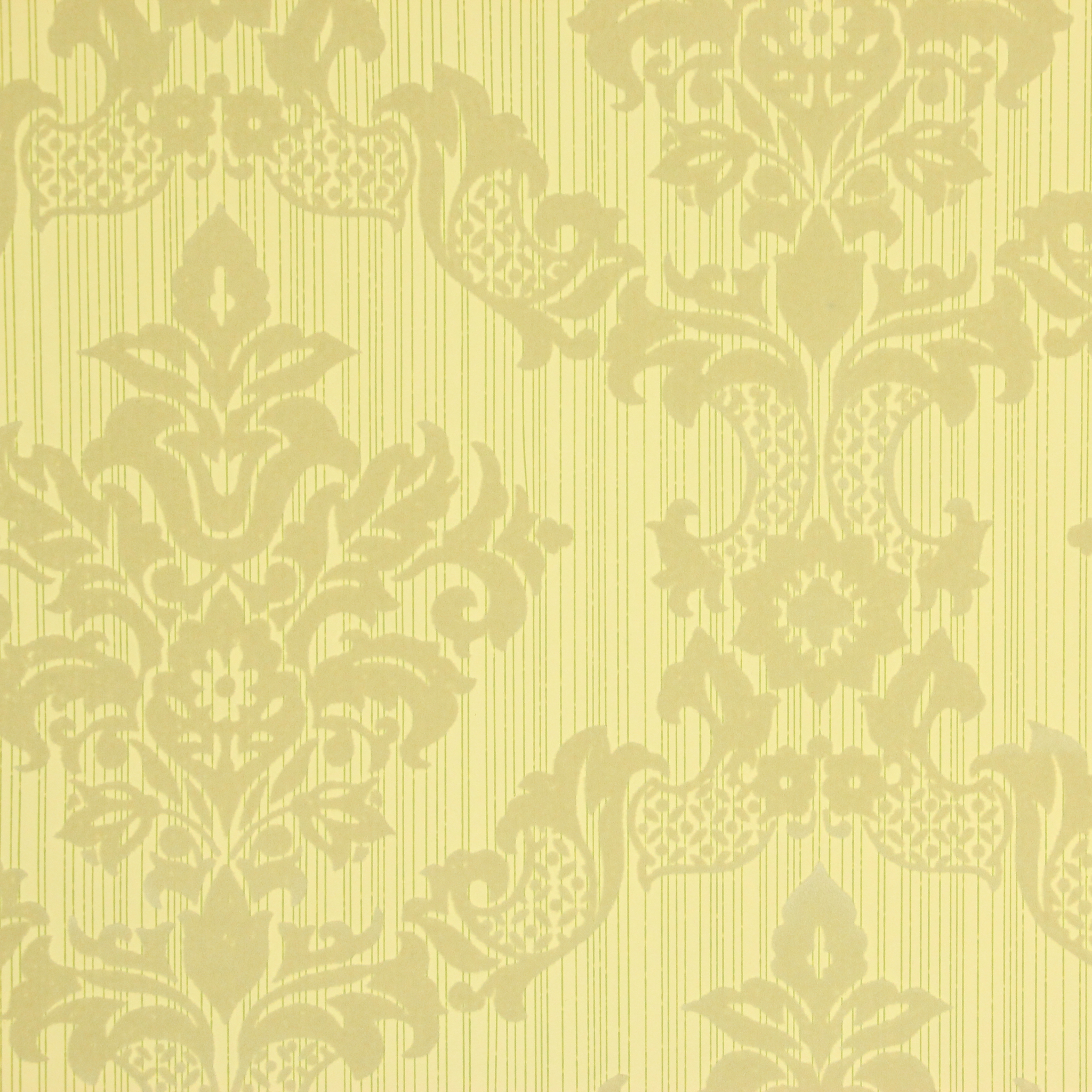 1970s Retro Vintage Flock Wallpaper Yellow Green Damask's Vintage Wallpaper