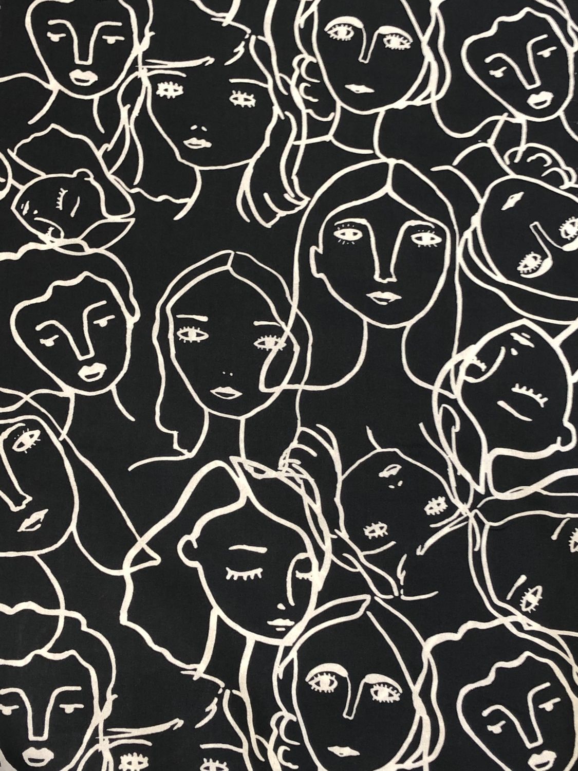 Lady McElroy Crowded Faces Cotton Lawn Black. Abstract face art, Abstract faces, Art