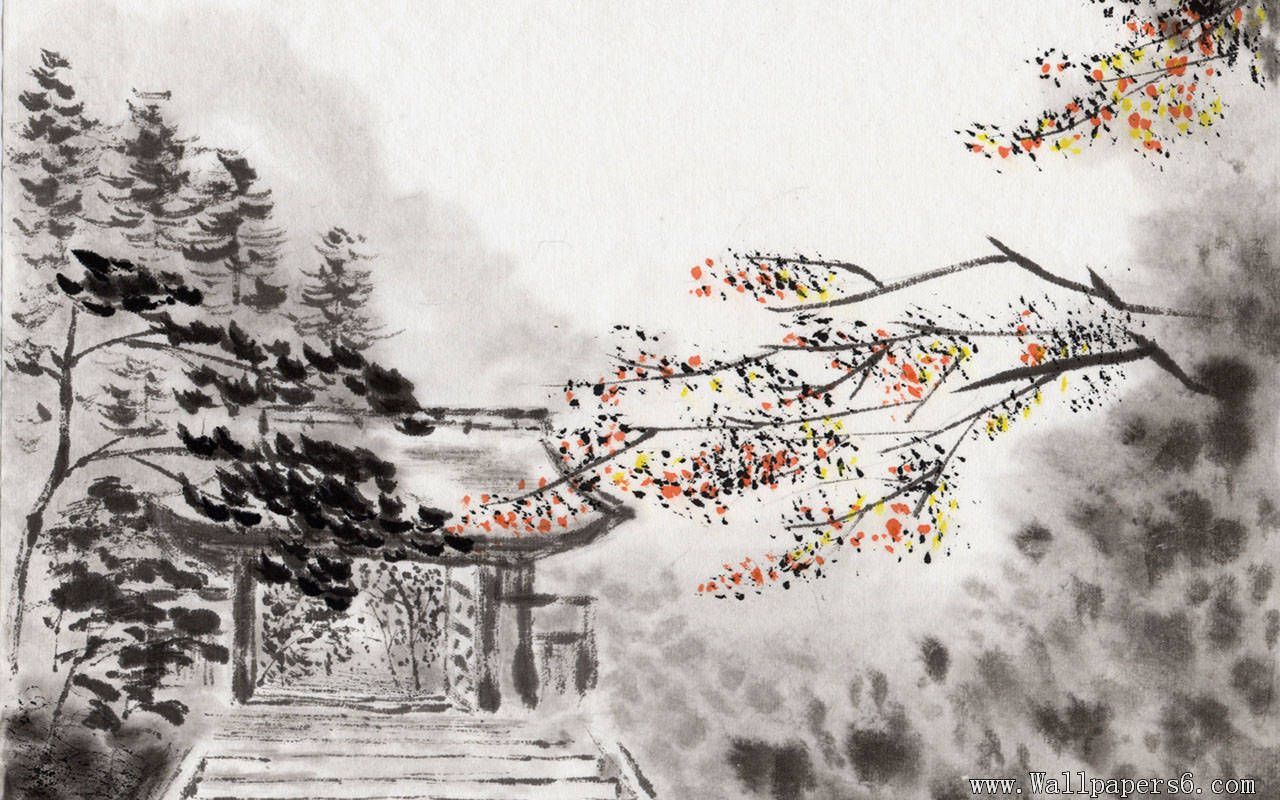 Japanese Ink Painting Wallpaper Free Japanese Ink Painting Background