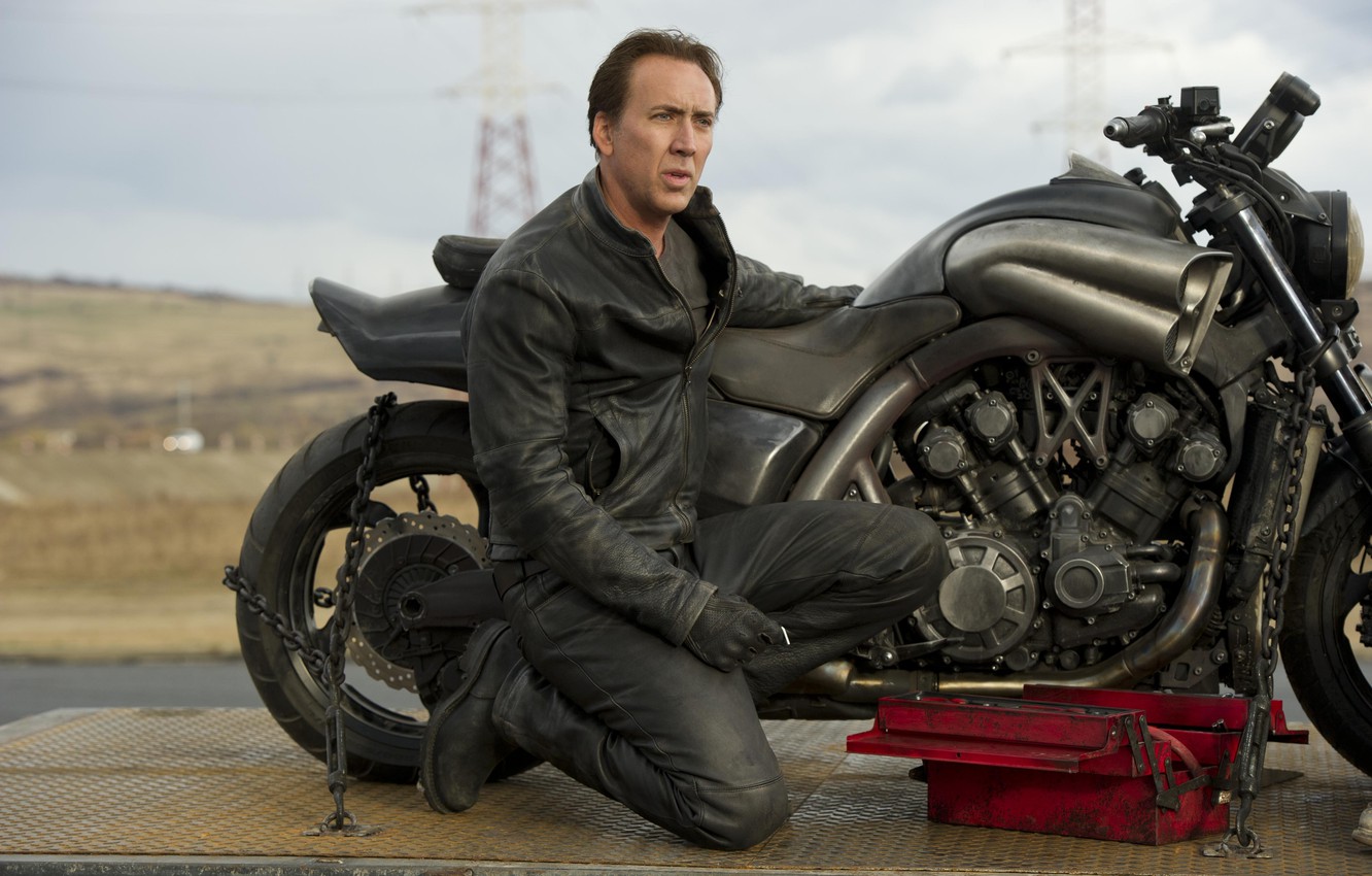 Wallpaper Motorcycle, Nicolas Cage, Nicolas Cage, Ghost Rider 2, Yamaha V Max, Ghost Rider Spirit Of Vengeance Image For Desktop, Section фильмы