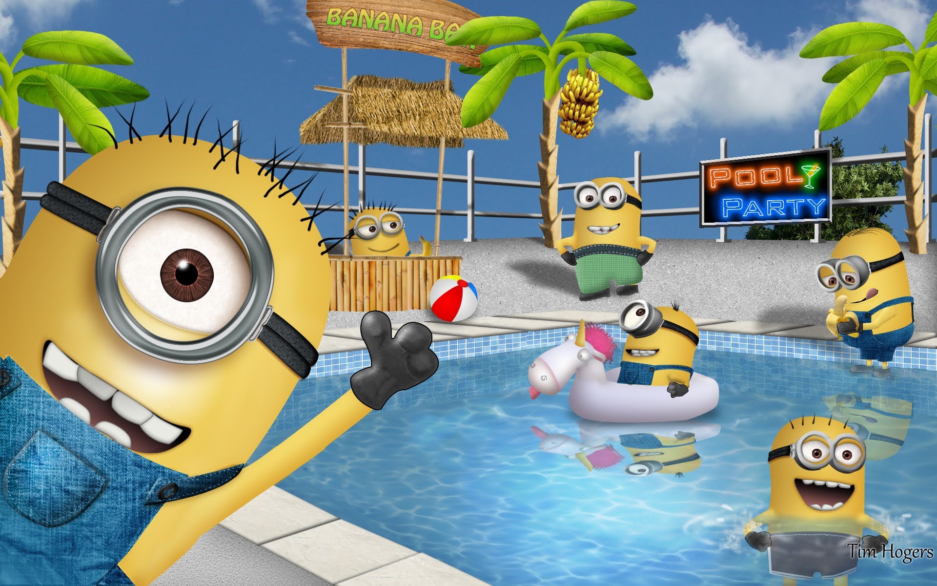 Minions Summer Wallpaper Minions Pool Party