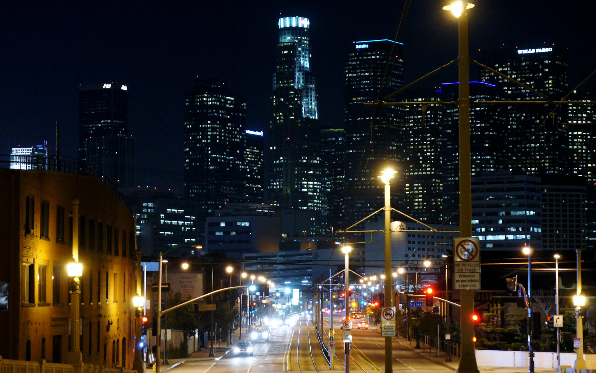 Downtown Skyline At Night Angeles Skyline Night