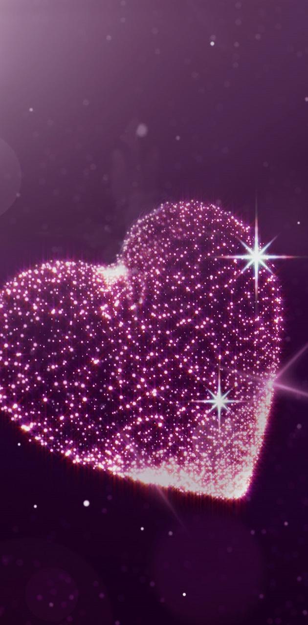 glitter pink heart wallpaper