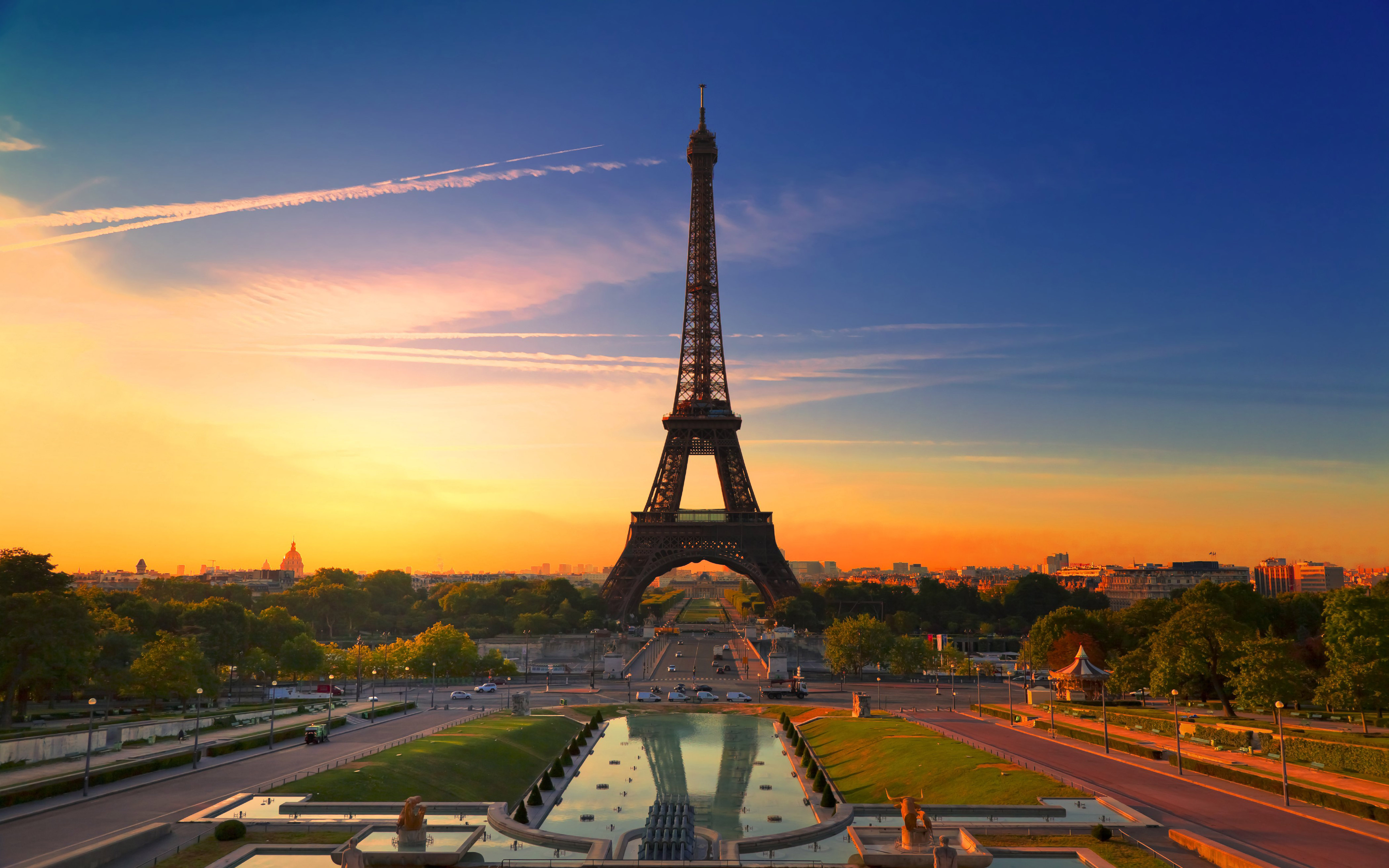 Paris Eiffel Tower Sunrise City The In The Early Hours Desktop Wallpaper HD For Mobile Phones And Laptops 5200x3250, Wallpaper13.com