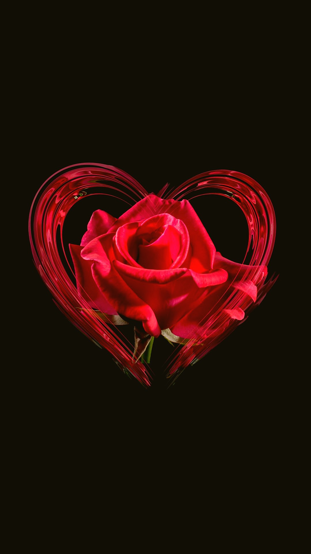 Erotic Romantic Glitter Heart and Rose HD 1080p Wallpaper