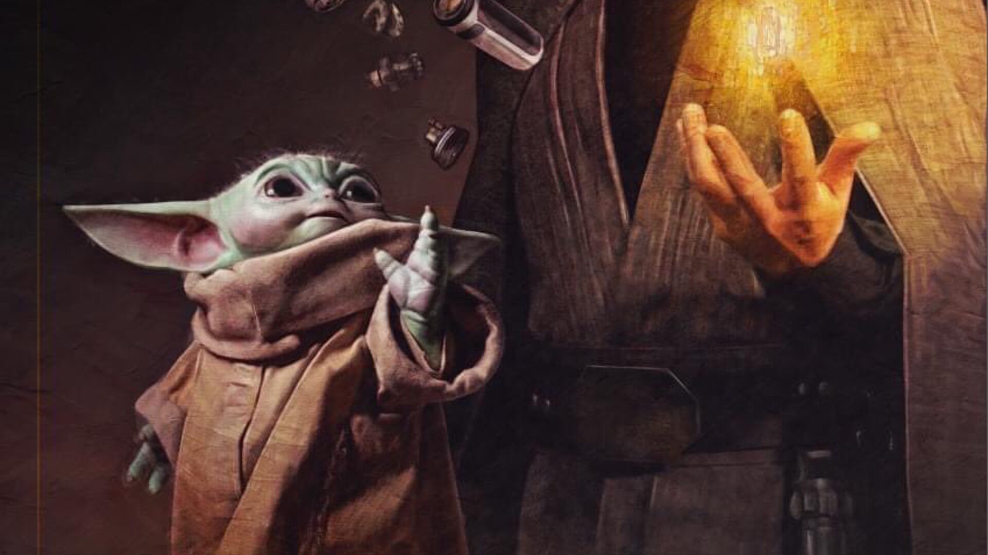New Official STAR WARS Art Features Luke Skywalker and Grogu Building a Lightsaber with The Force