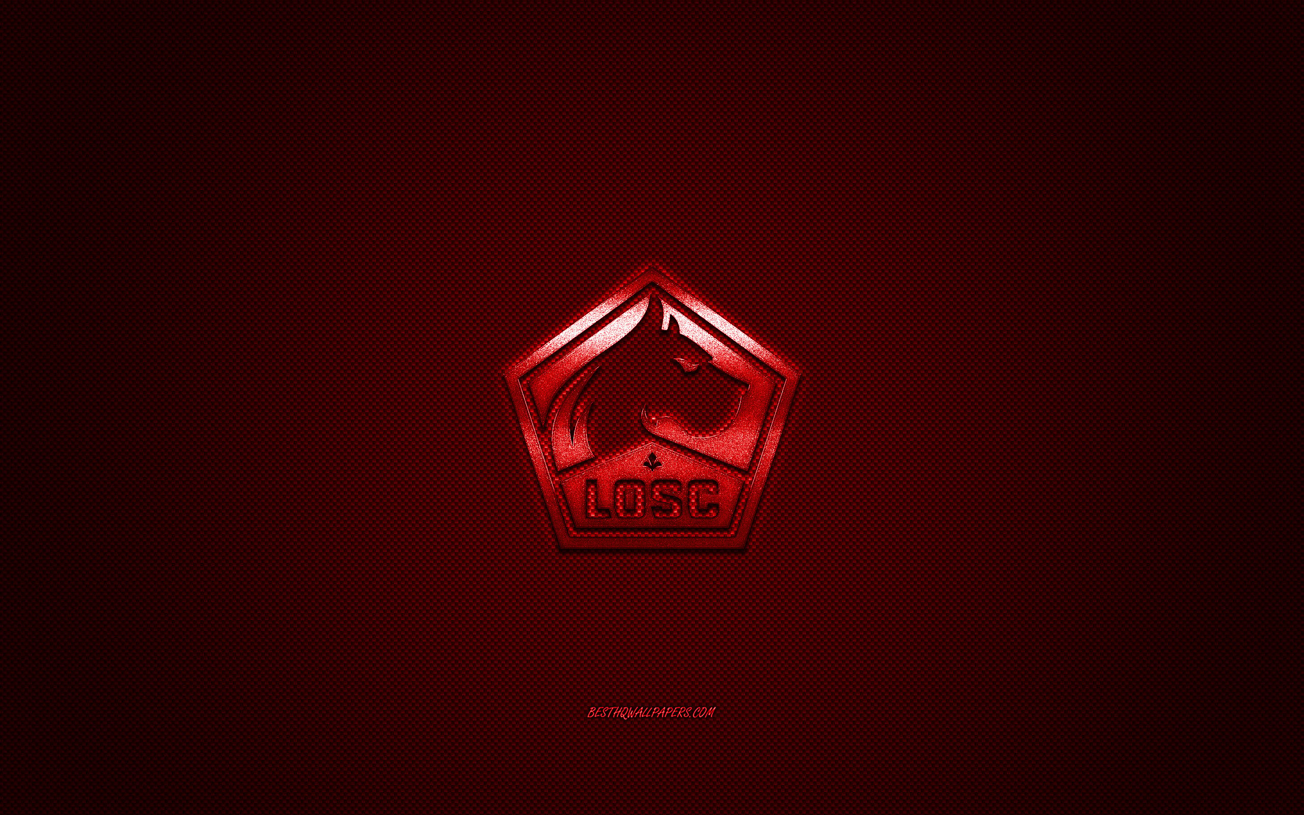 Download wallpaper LOSC Lille, French football club, Ligue Red logo, Red carbon fiber background, football, Lille, France, LOSC Lille logo for desktop with resolution 2560x1600. High Quality HD picture wallpaper