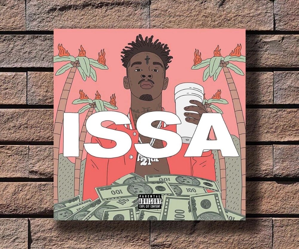 Y840 21 Savage ISSA Music Rapper Album Cover Hot Poster Art Canvas Print Decoration 16x16 24x24 27x27inch. Wall Stickers
