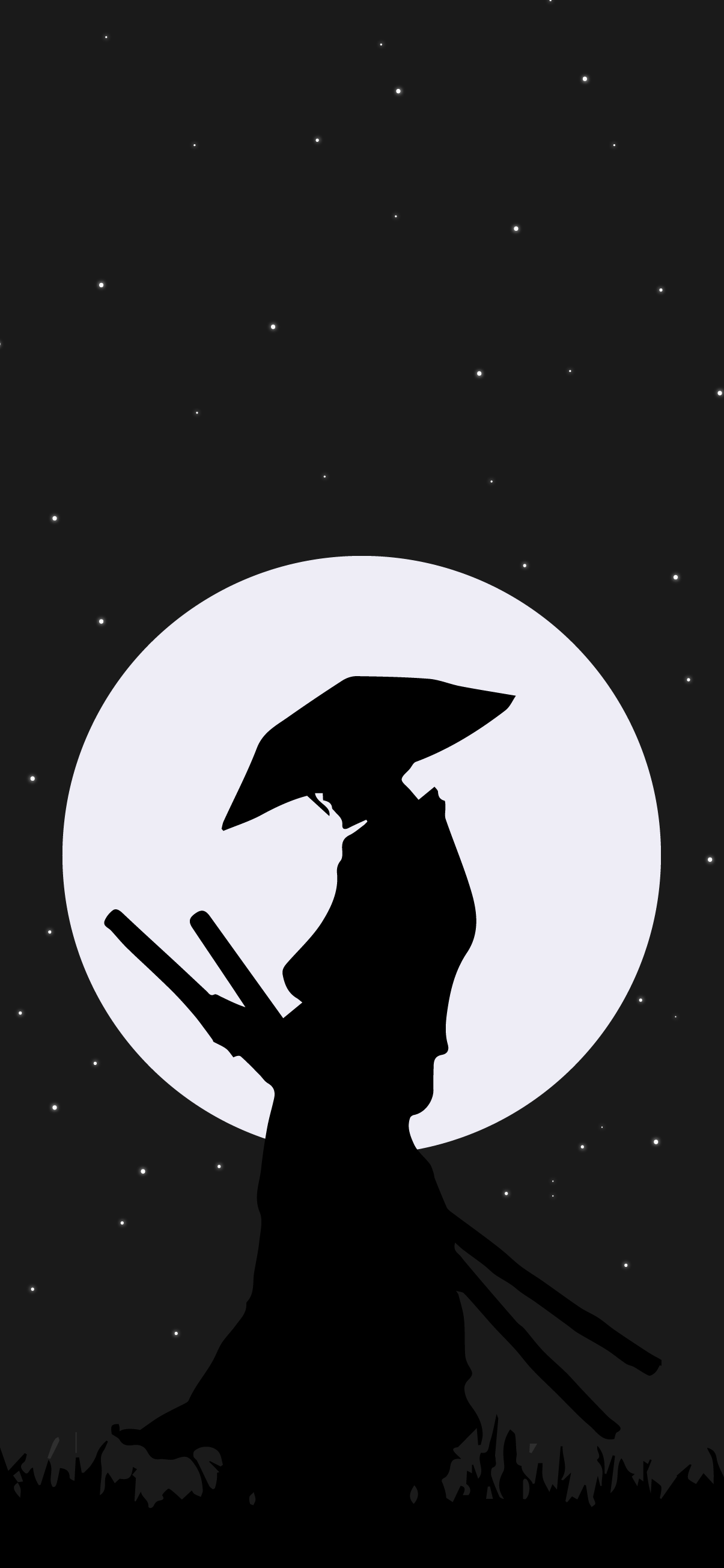 Wallpaper Samurai, Space, Black and White, Silhouette, Illustration, Background Free Image