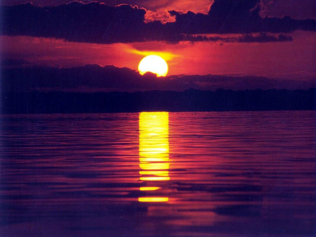 Sunset water reflection wallpaperx768