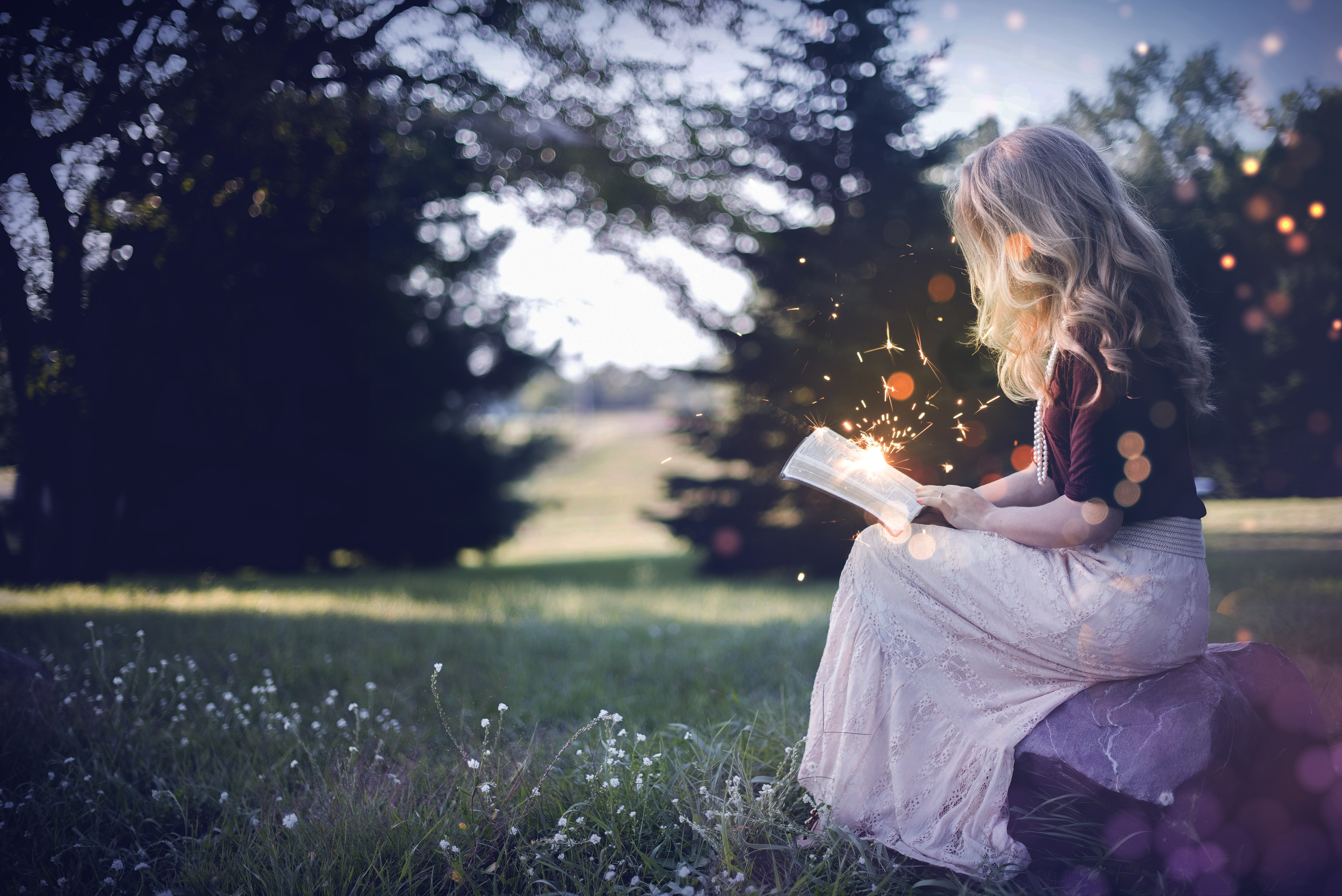 Girl Wallpaper 4K, Magical, Reading book, y