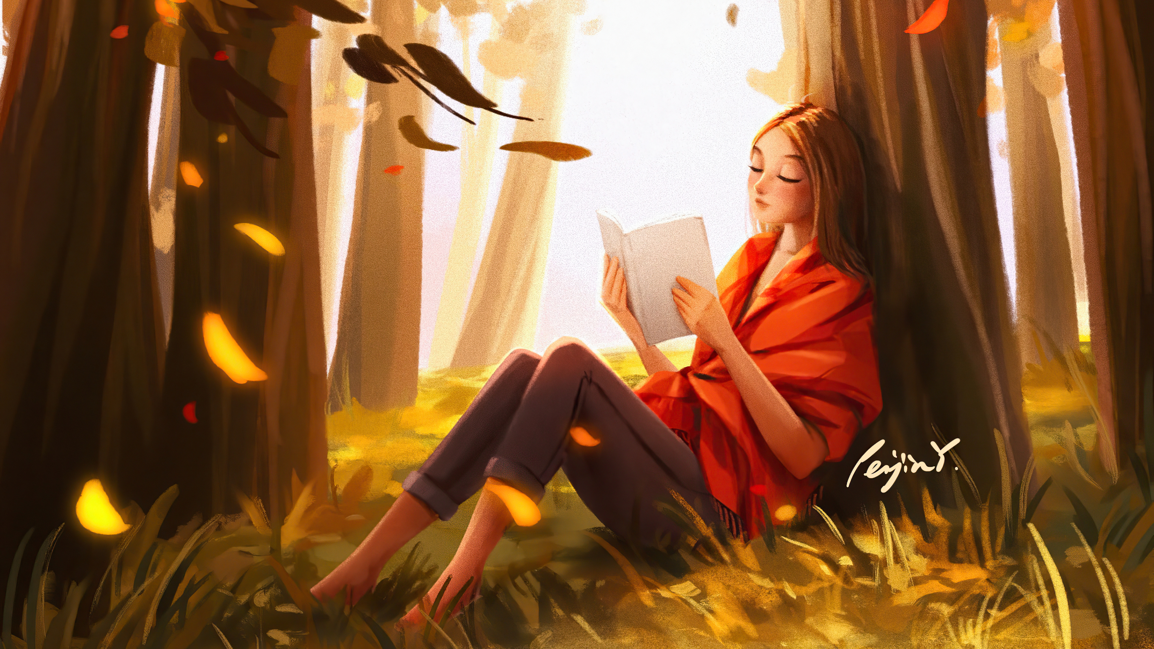 Girl Reading Book In The Nature 4k Wallpaper, HD Artist Wallpaper, 4k Wallpaper, Image, Background, Photos and Picture