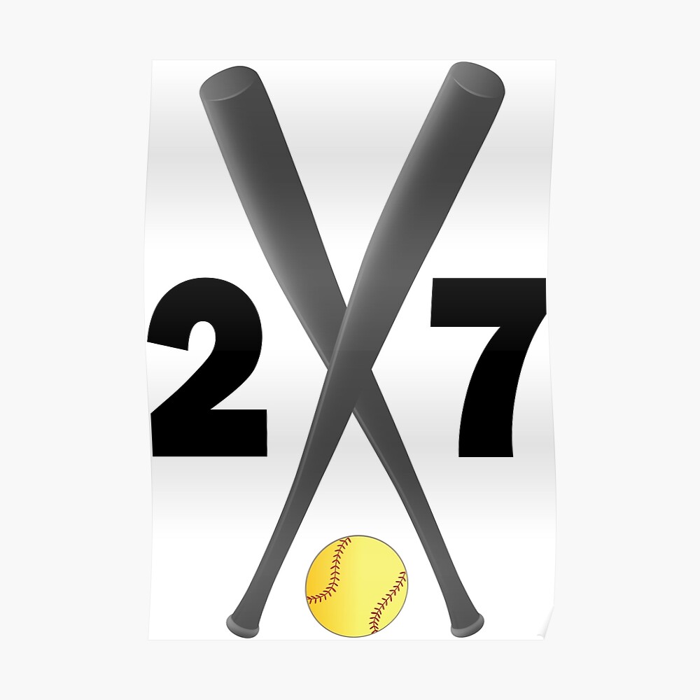 Softball number 27 seven with bats and ball Art Print
