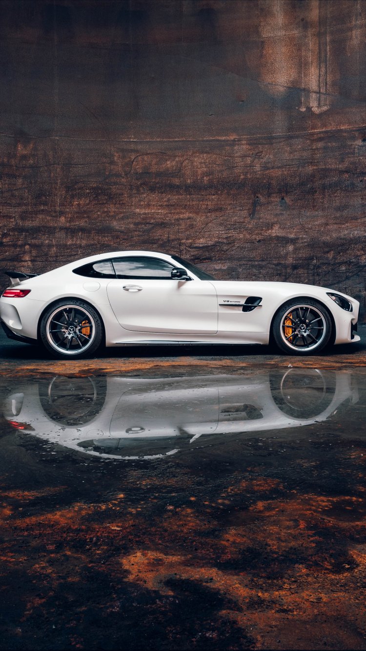 Download Sports Car, White, Mercedes AMG GT R Wallpaper, 750x Iphone IPhone 8