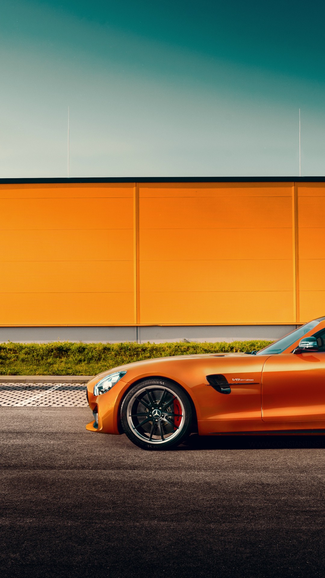 Orange Mercedes Benz Amg GT iPhone 4K Wallpaper