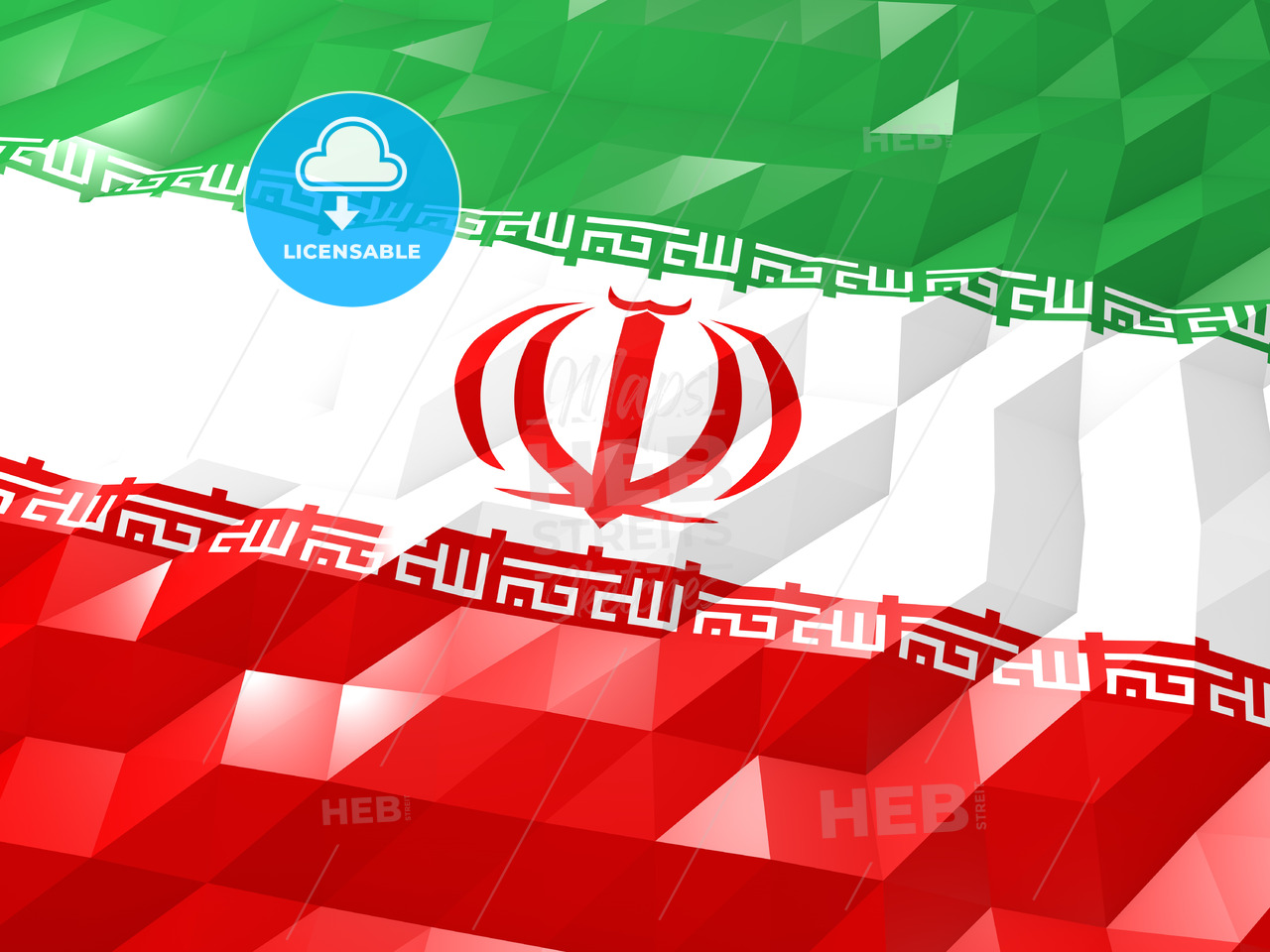 Flag of Iran 3D Wallpaper Illustration