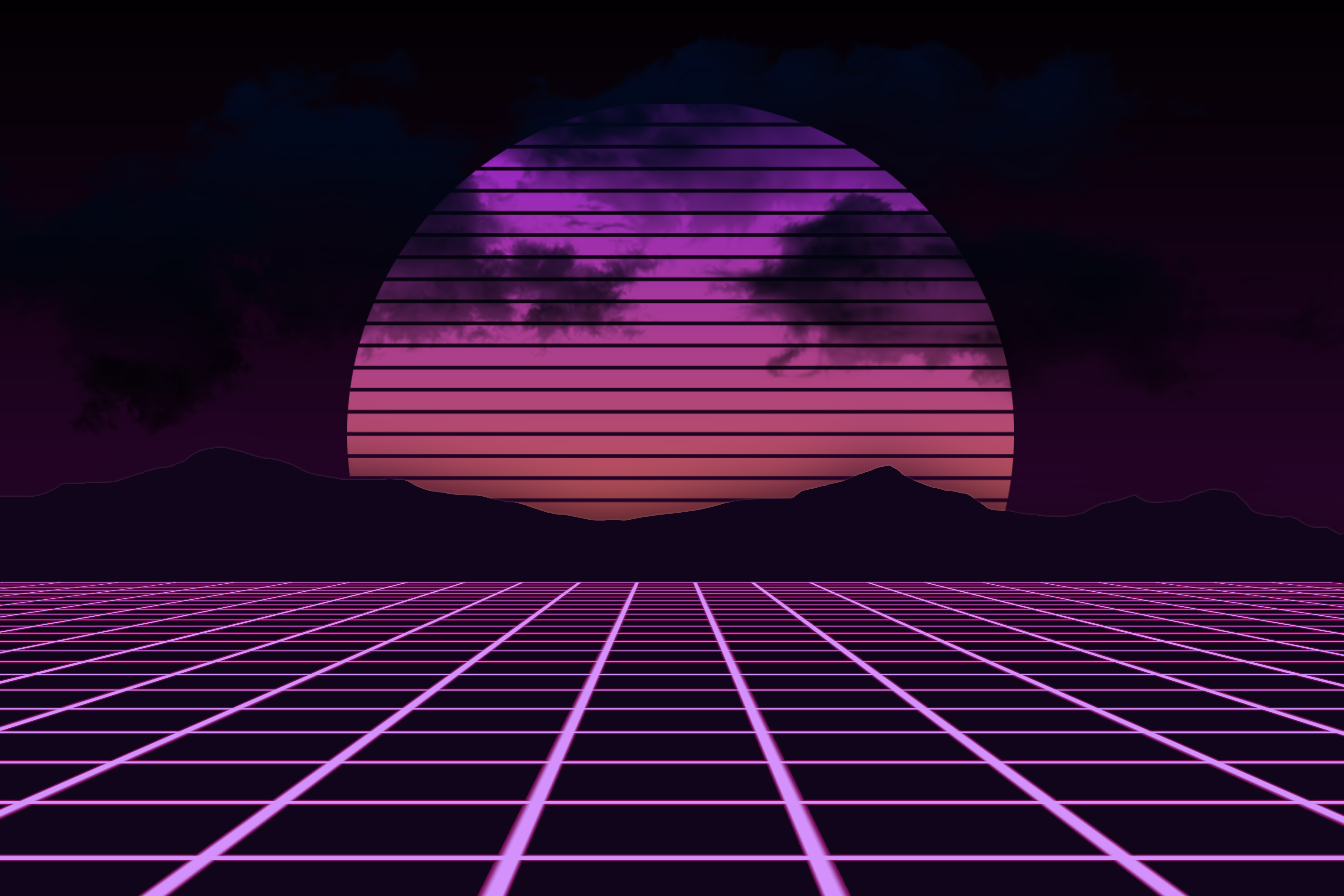 Klayton Neon Retro Wave Scandroid View Cemetery, Garfield's Tomb Wallpaper & Background Download