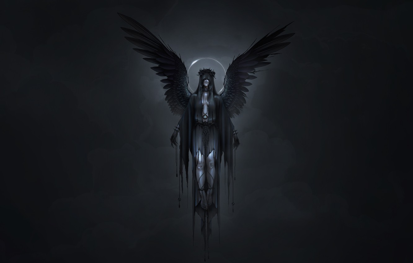 Wallpaper Girl, Angel, Style, Girl, Wings, Darkness, Fantasy, Art, Art, Neville Dsouza, Darkness, Style, Fiction, Fiction, Angel, Wings image for desktop, section фантастика