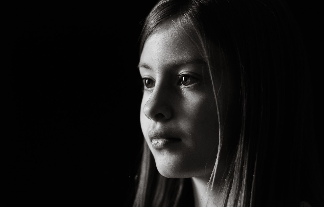 Wallpaper look, children, face, background, black and white, Wallpaper, mood, profile image for desktop, section настроения