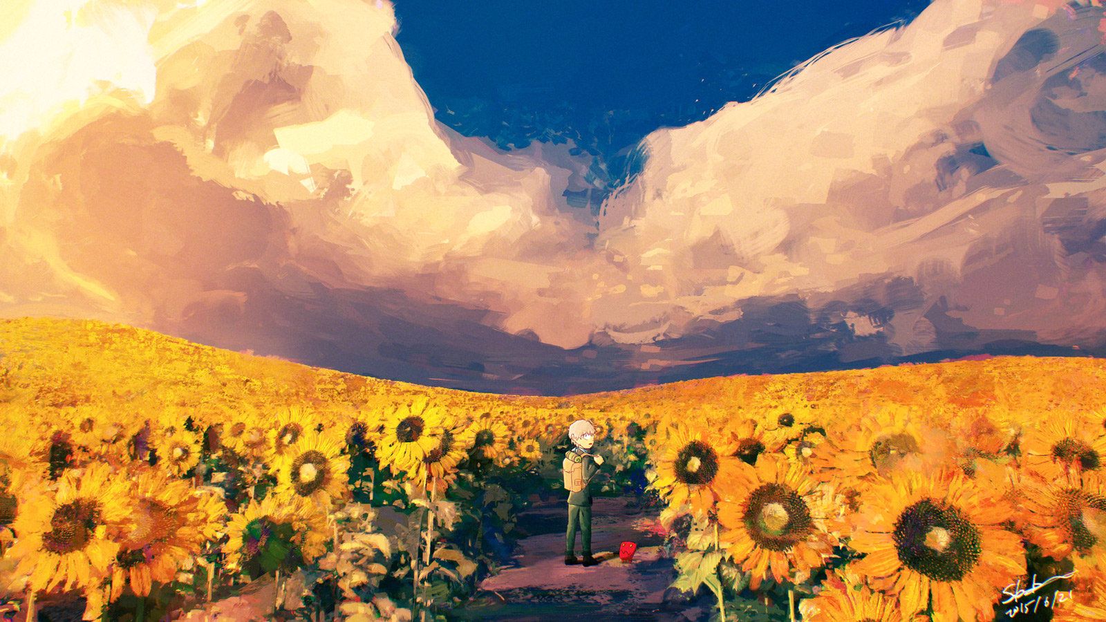 Forever and Ever, Yuya Takeda. Field wallpaper, Sky anime, Anime scenery