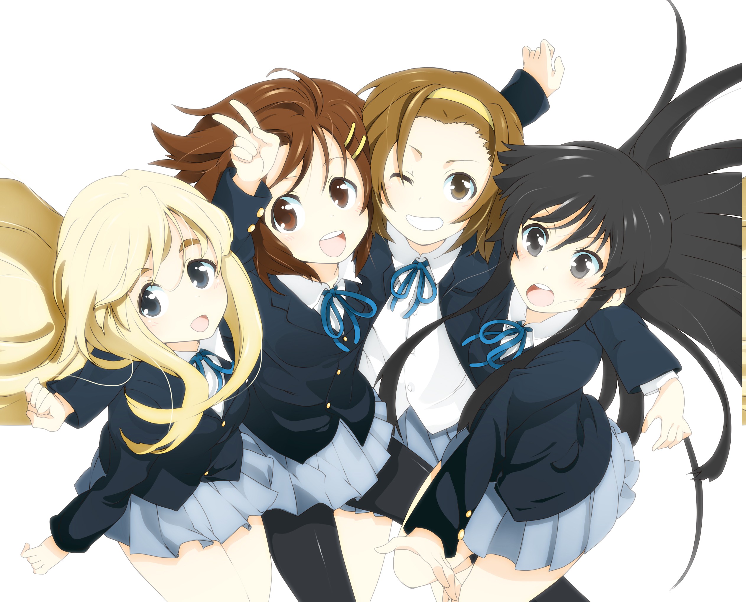 K ON!, Anime Girls, Akiyama Mio, Tainaka Ritsu, Kotobuki Tsumugi, Hirasawa Yui, School Uniform, Skirt, Ribbon Wallpaper HD / Desktop and Mobile Background
