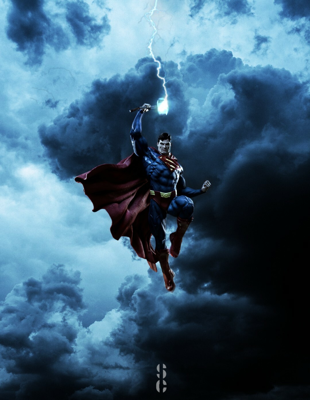Superdude Creations DC Crossover Piece: Superman Wields Thor's Hammer
