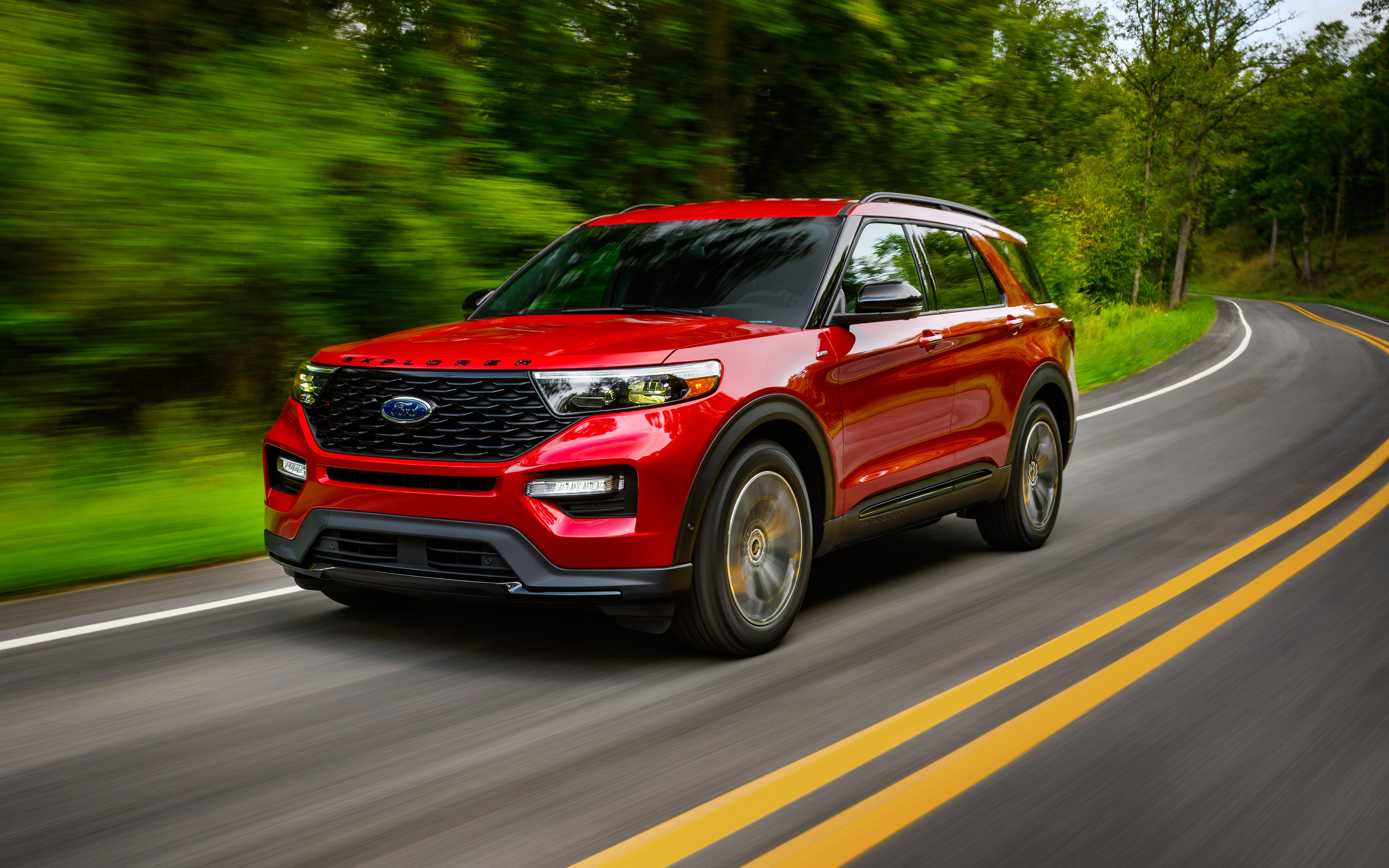 Download Wallpaper 2022, Ford Explorer ST Line, 4k, Front View, Exterior, New Red Explorer, SUV, Explorer ST Line, American Cars, Ford For Desktop With Resolution 3840x2400. High Quality HD Picture Wallpaper