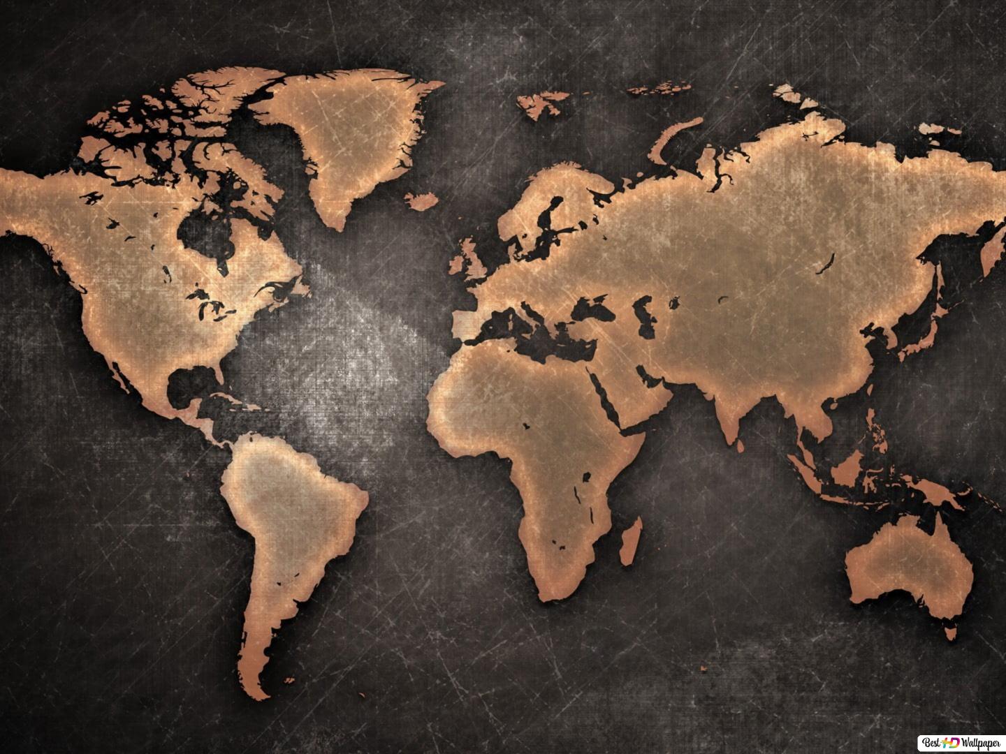 Brown world map HD wallpaper download