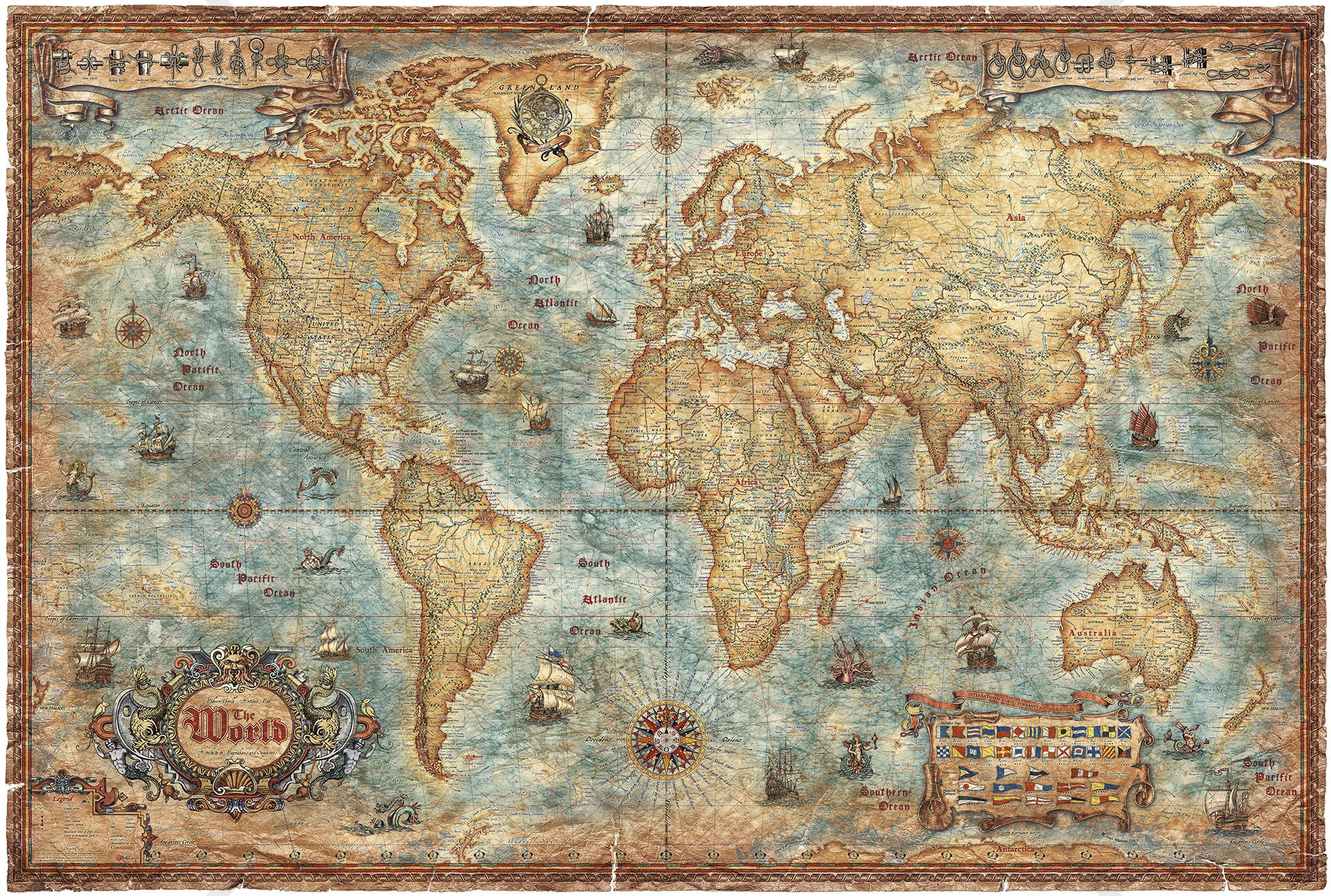 Modern World Antique Map