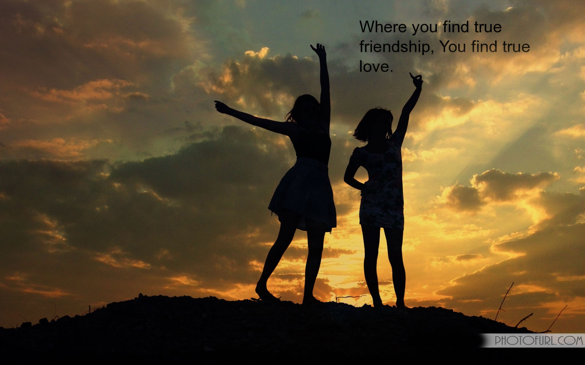 friendship wallpaper with wordings, people in nature, sky, friendship, happy, love, human, photography, silhouette, fun, horizon