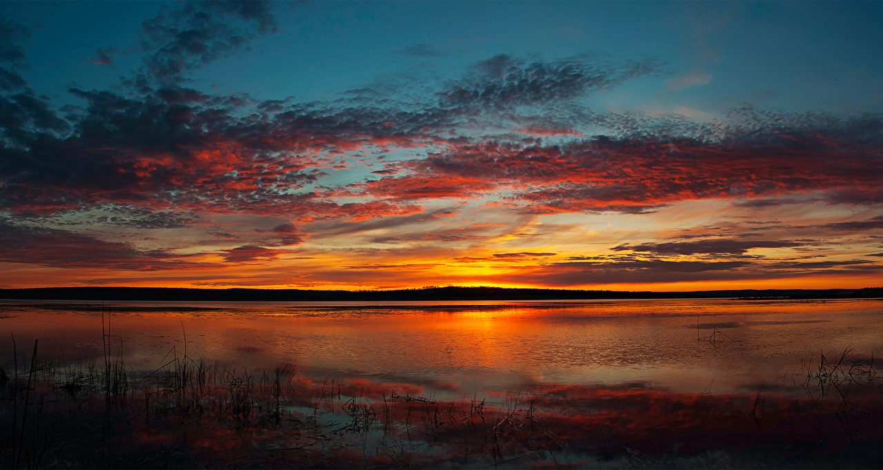 Wallpaper Nature Sky Sunrises and sunsets Rivers Clouds